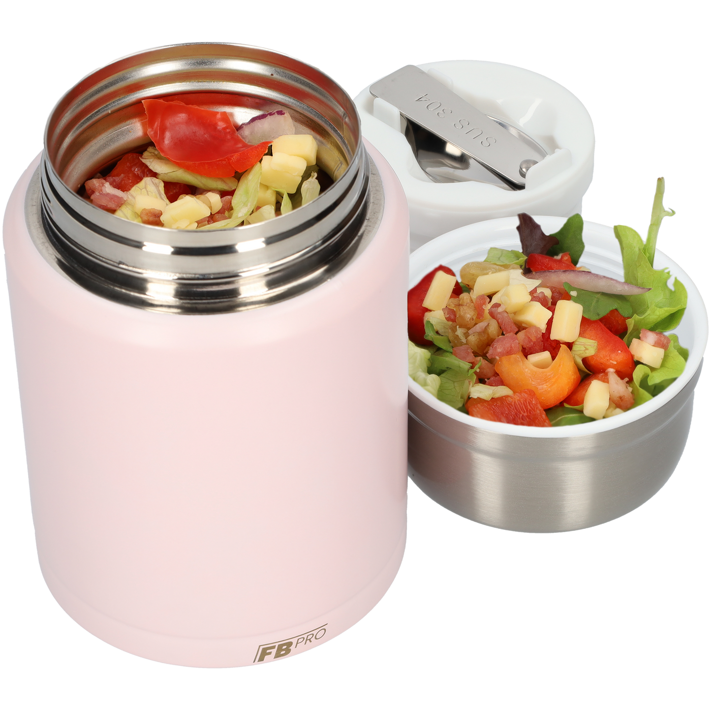 Thermos Voedselcontainer met Lepel - Thermoskan - Licht roze - 450ml