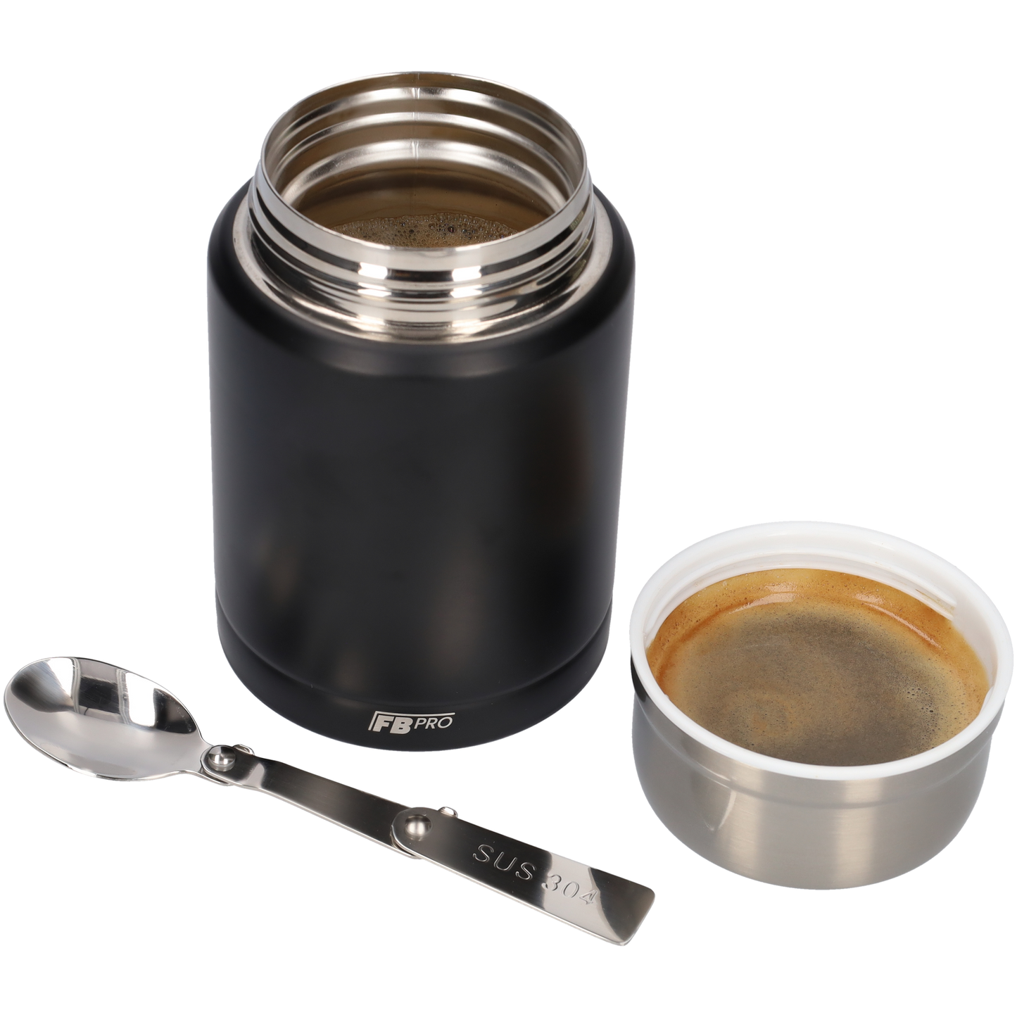 Zwarte & Lichtroze Thermos Voedselcontainer - Thermoskan - 450ml