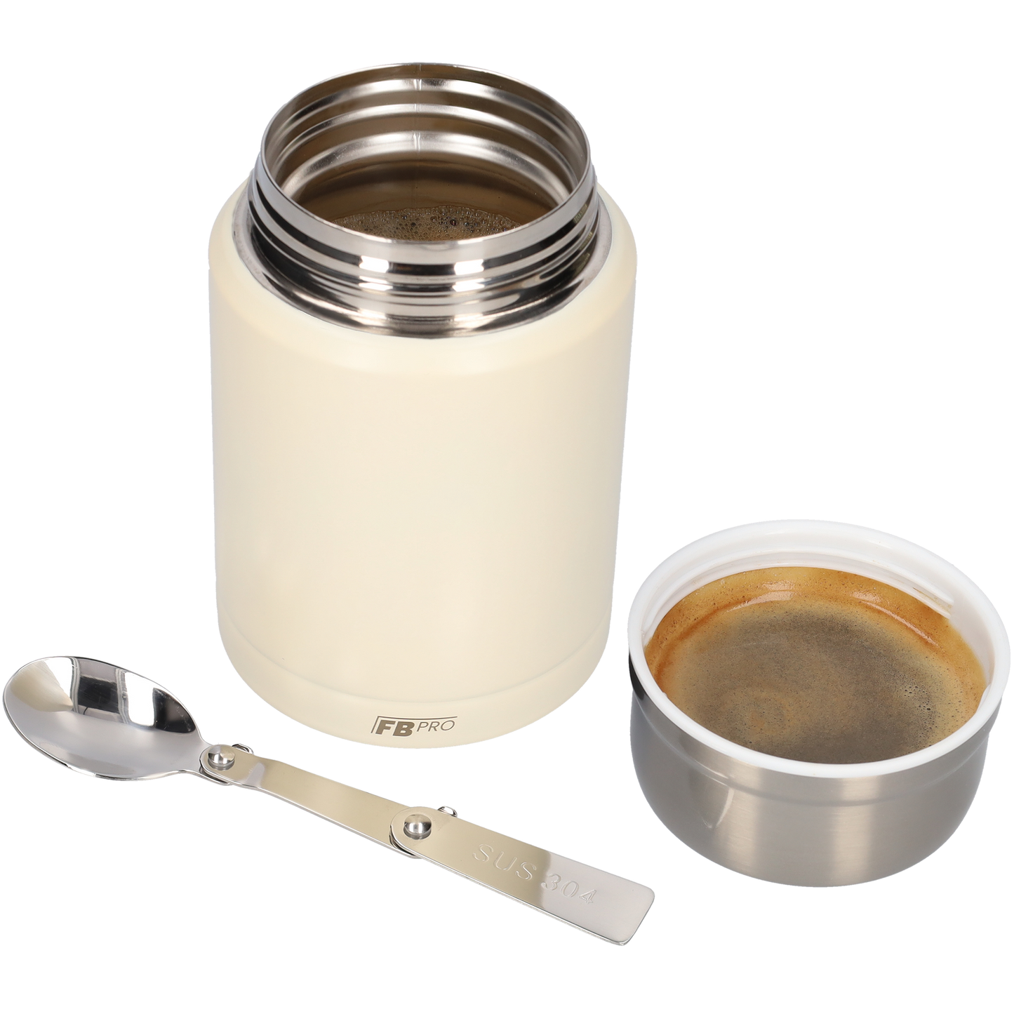 Witte & Zwarte Thermos Voedselcontainer - Thermoskan - 450ml