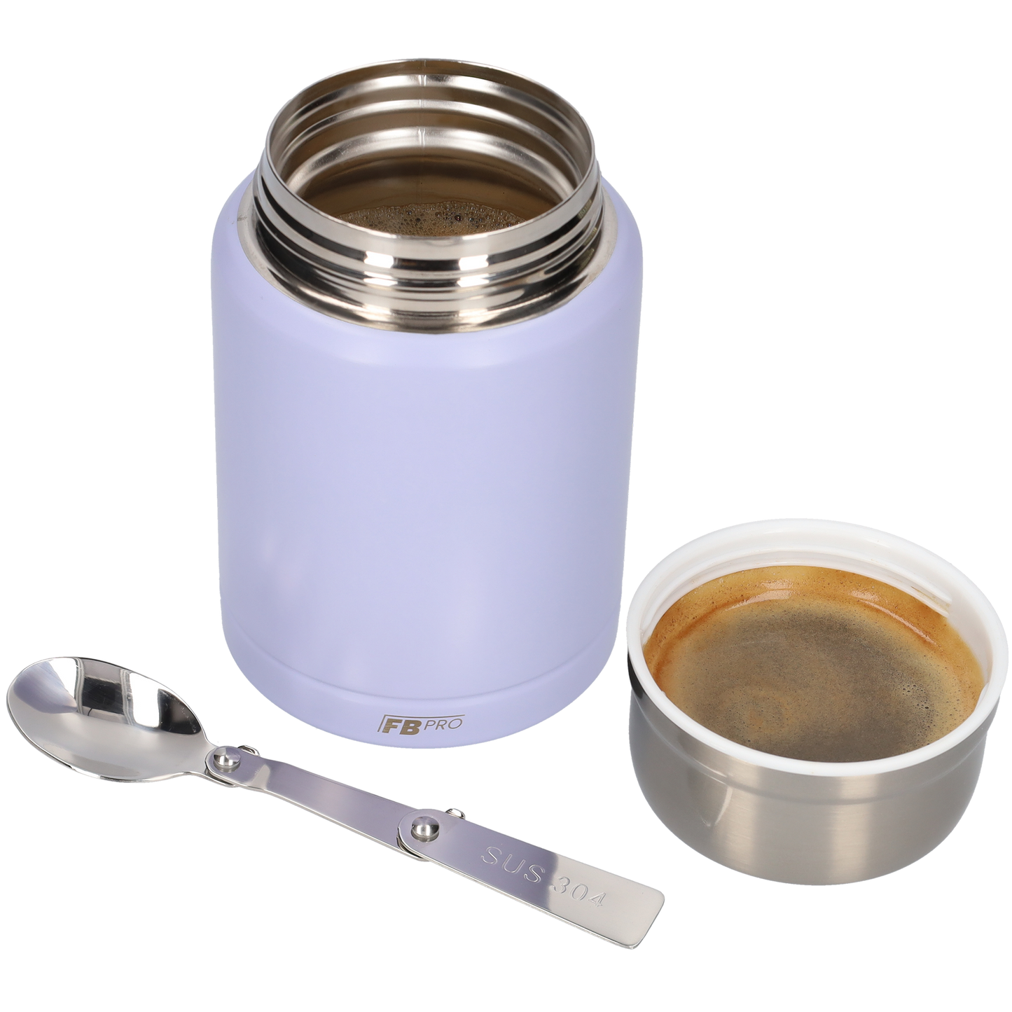 Lichtpaarse Thermos Voedselcontainer met Lepel - Licht paars - 450ml