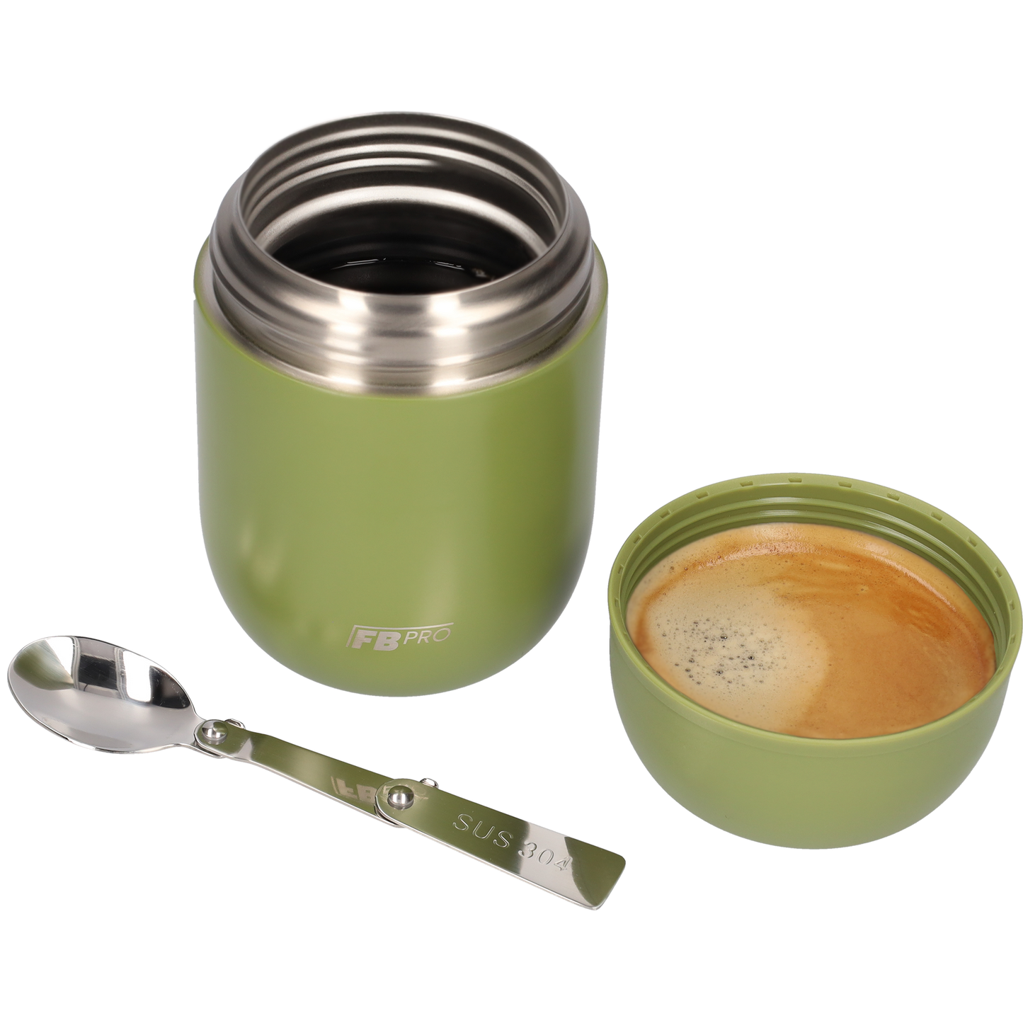 Thermos Voedselcontainer met Lepel - Thermoskan - Legergroen- 420ml