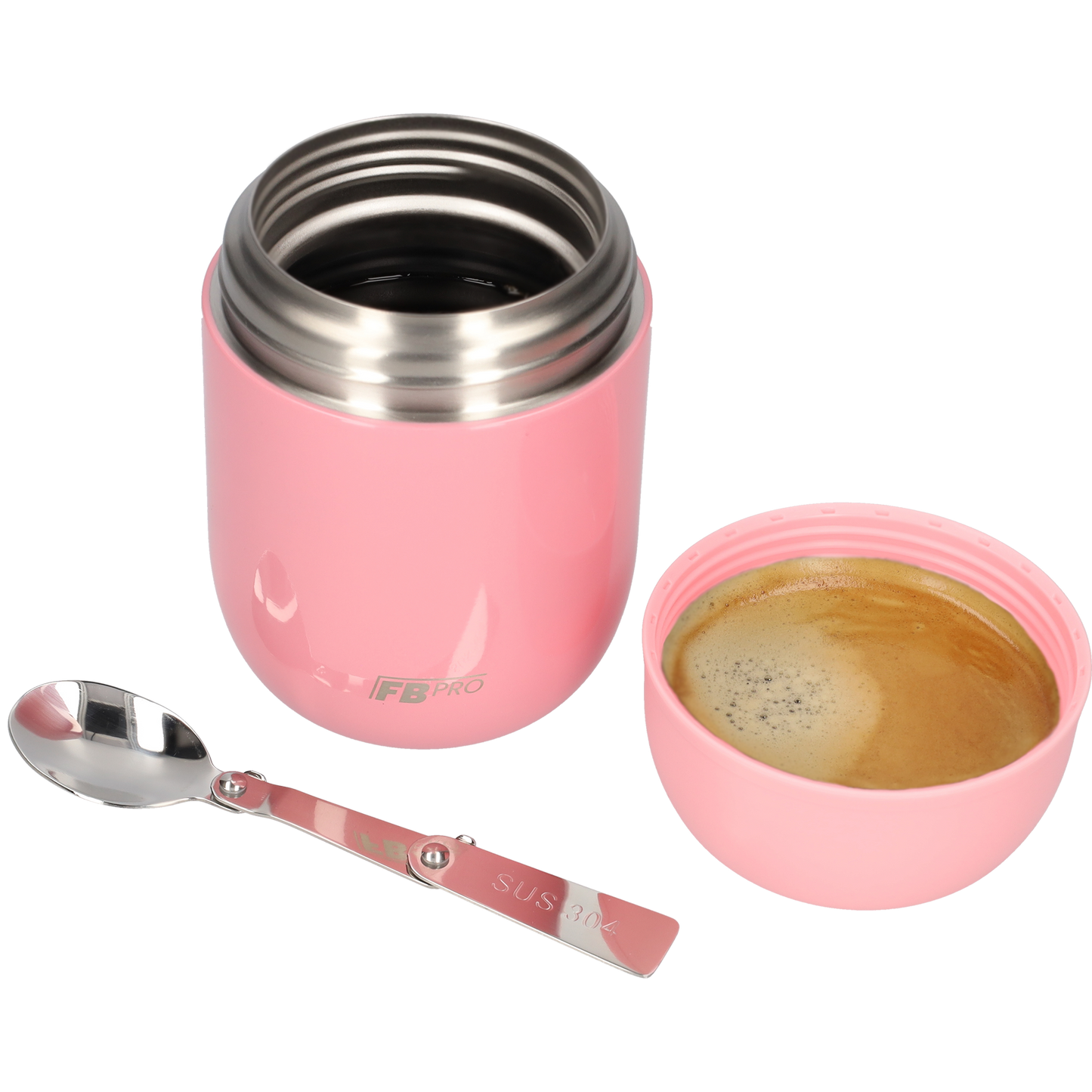 Thermos Voedselcontainer met Lepel - Thermoskan - lichtroze - 420ml