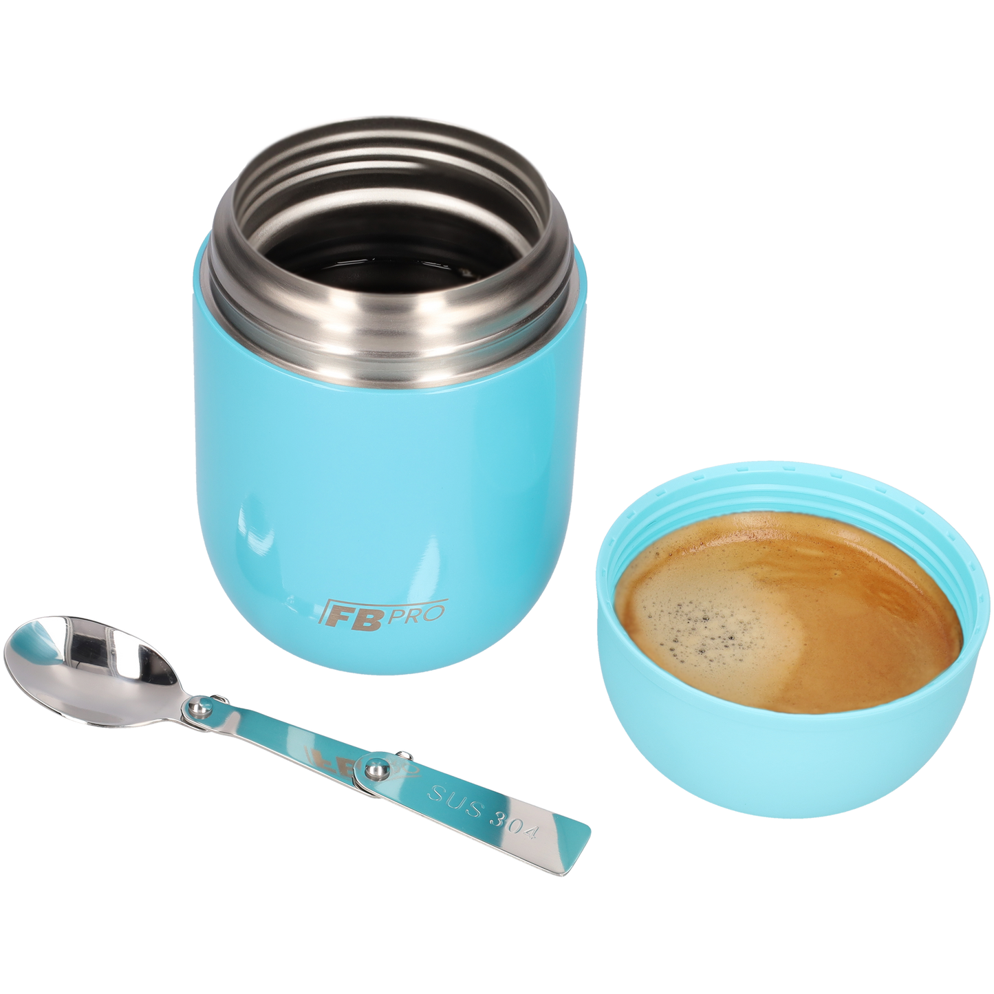 Thermos voedselcontainer met lepel - Thermoskan - Lichtblauw - 420ml