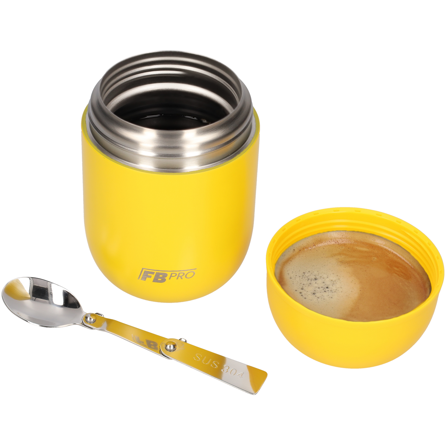 Blauwe en gele voedselcontainer Thermos Voedselcontainer met Lepel x2 - Thermoskan - 450ml