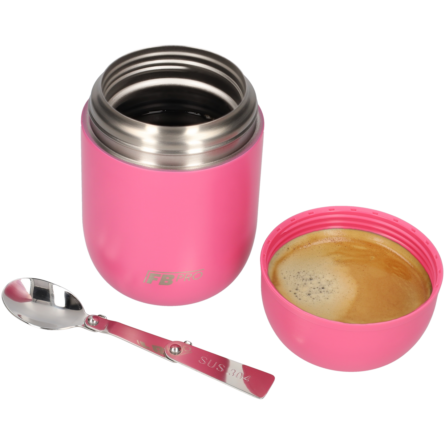Roze & Gele voedselcontainer Thermos Voedselcontainer met Lepel x2 - Thermoskan - 450ml