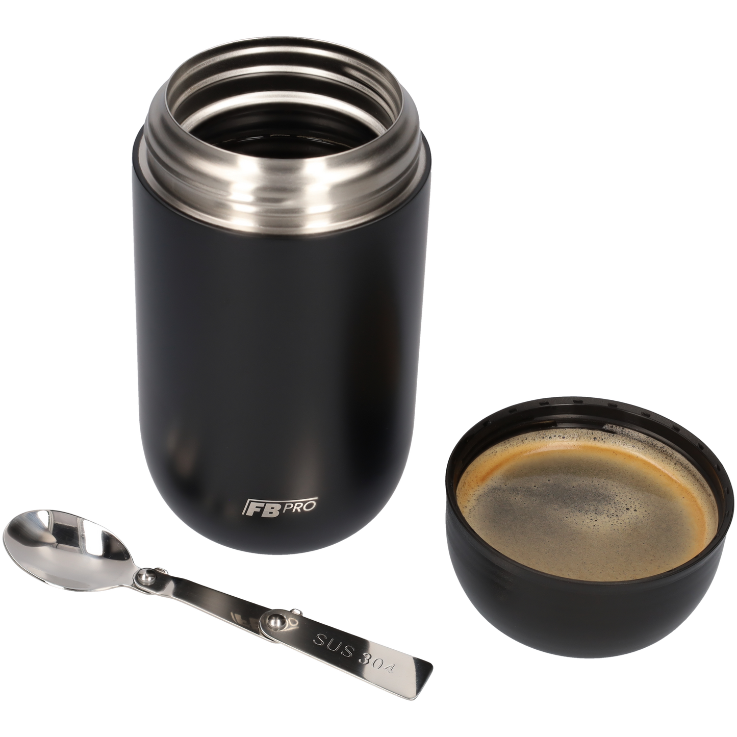 Thermos voedselcontainer met lepel - Thermoskan - Zwart - 710ml