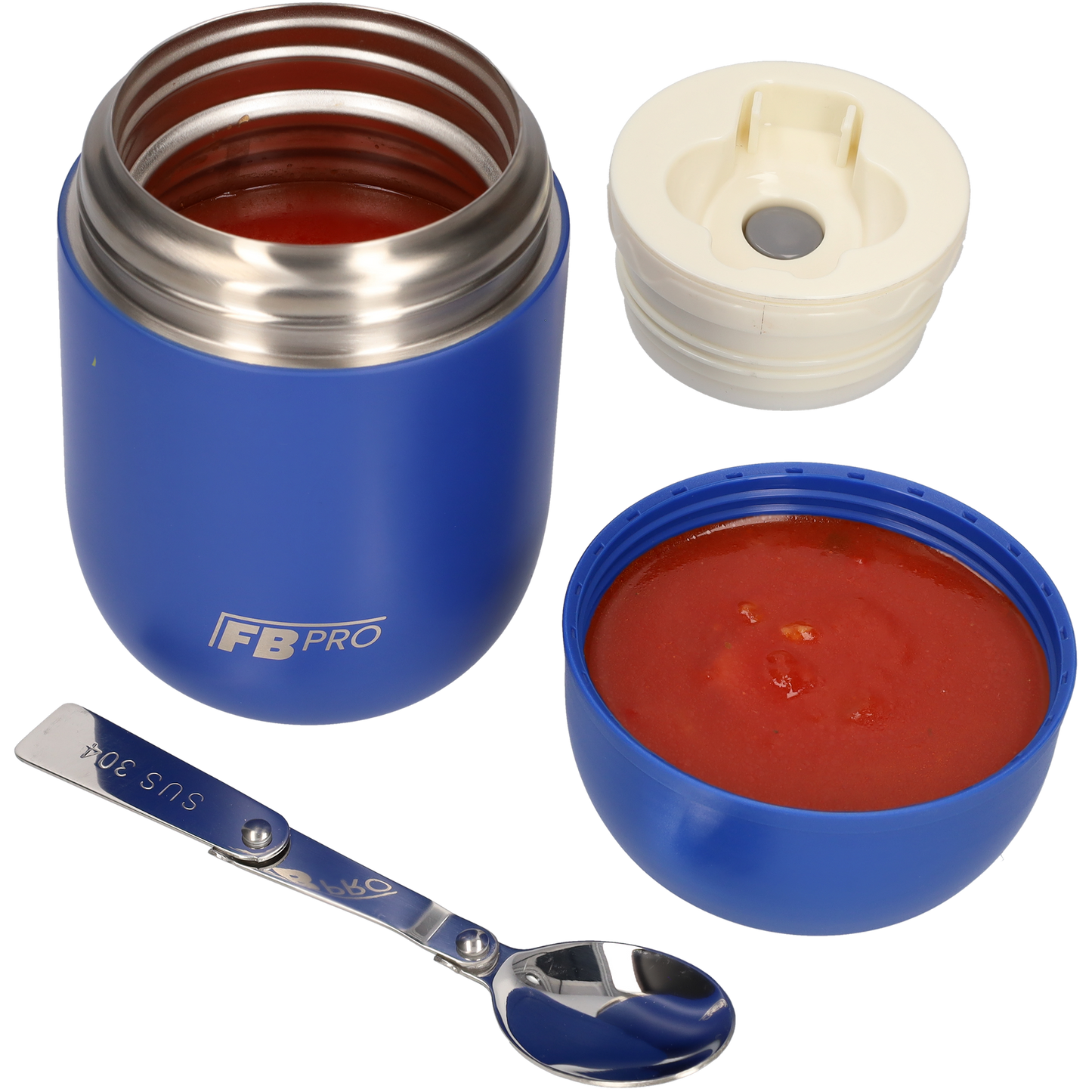 Blauw & Paarse Thermos Voedselcontainer met Lepel x2 - Thermoskan - 450ml