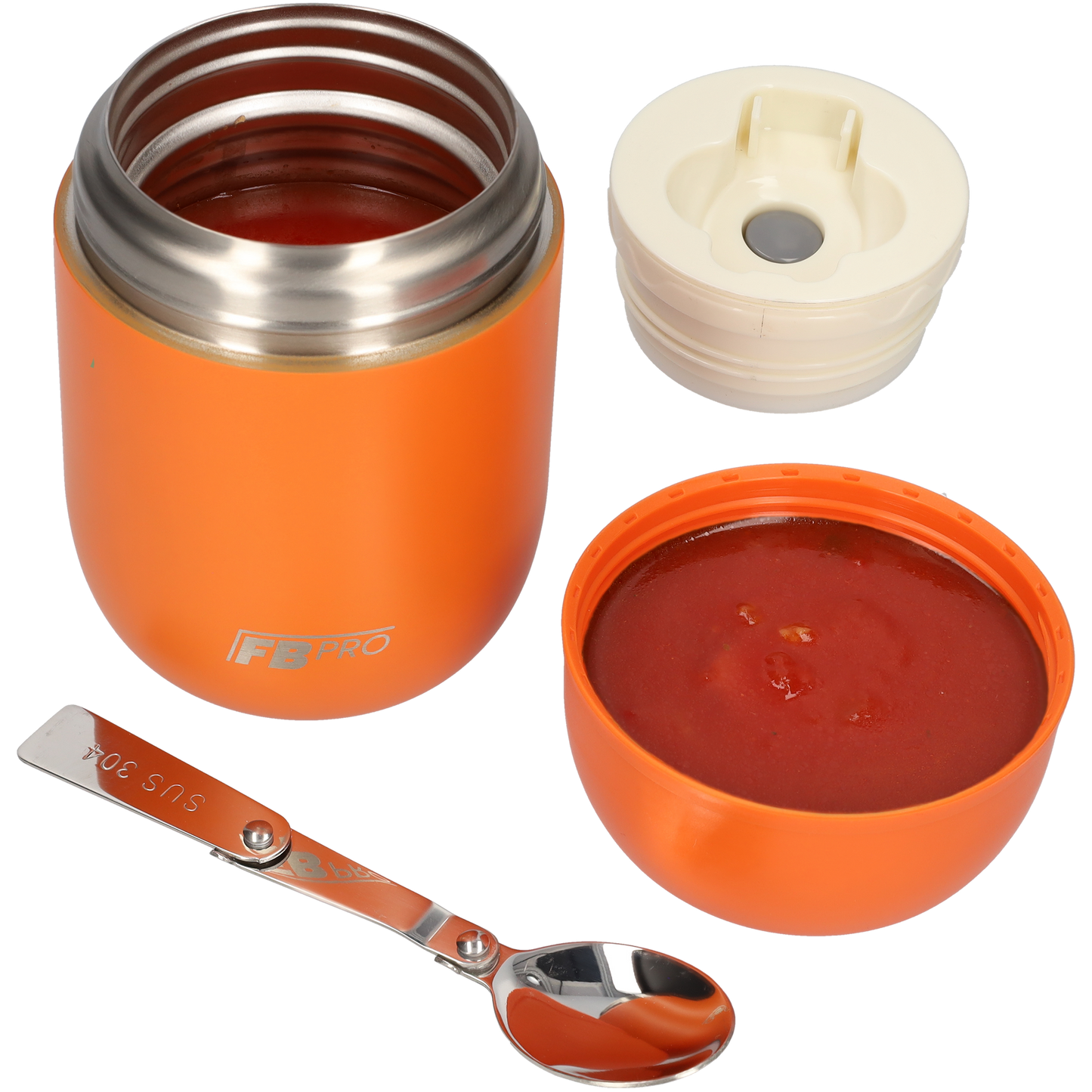 Blauwe & Oranje Thermos Voedselcontainer met Lepel x2 - Thermoskan - 450ml