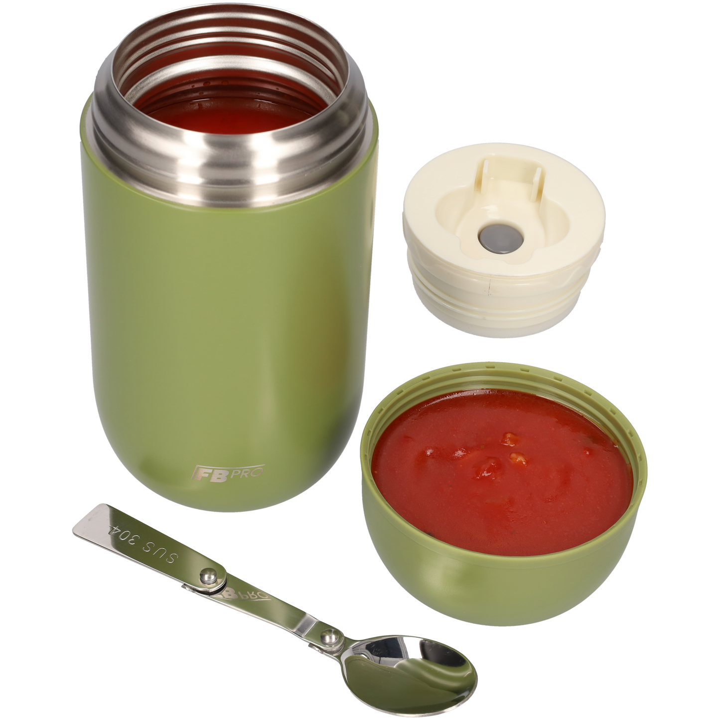 Thermos Voedselcontainer met Lepel - Thermoskan - Leger Groen - 710ml