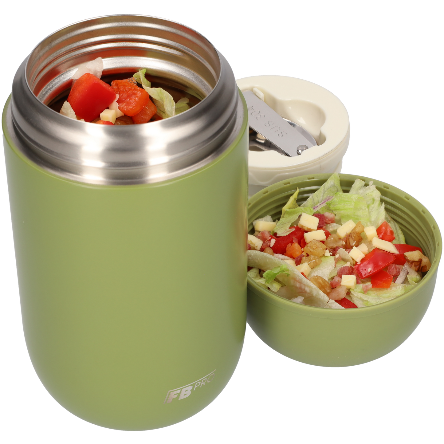 Thermos Voedselcontainer met Lepel - Thermoskan - Leger Groen - 710ml