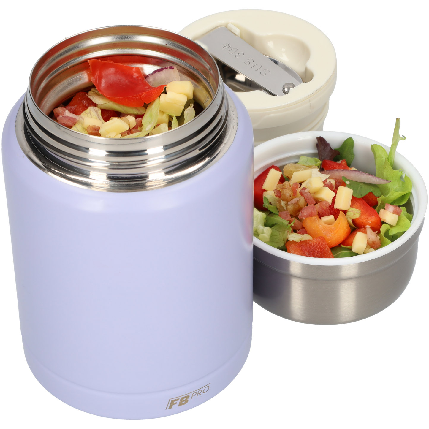 Lichtpaarse Thermos Voedselcontainer met Lepel - Licht paars - 450ml