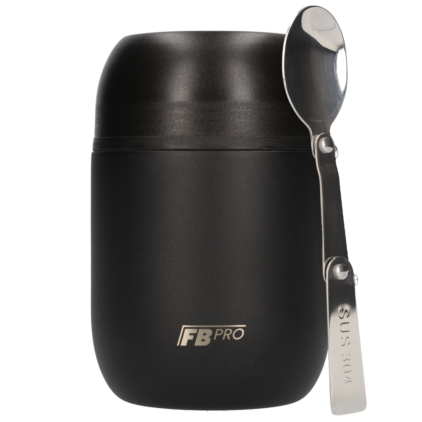 Thermos Voedselcontainer met Lepel - Thermoskan - Zwart Poedercoating - 420ml