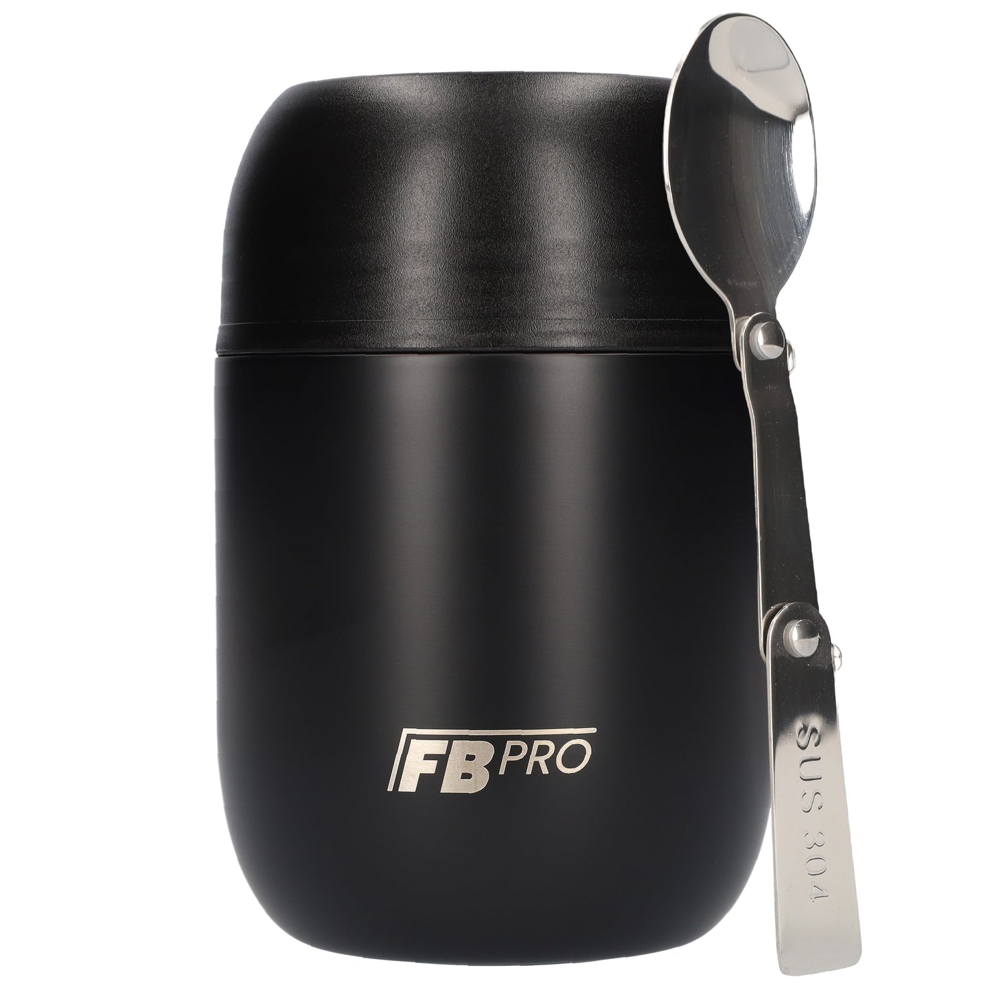 Zwarte & Lichtroze Thermos Voedselcontainer met Lepel x2 - Thermoskan - 450ml