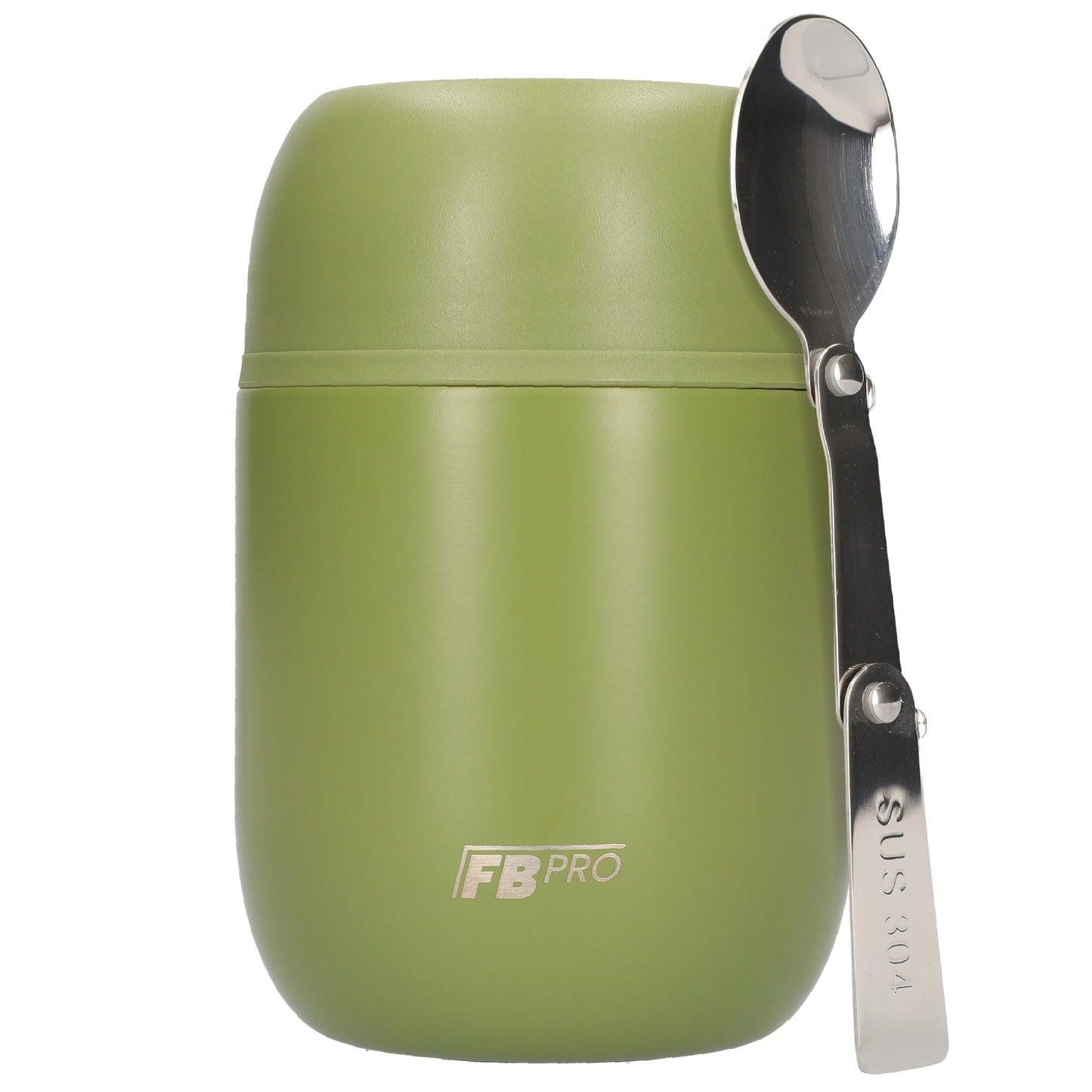 Thermos Voedselcontainer met Lepel - Thermoskan - Legergroen- 420ml