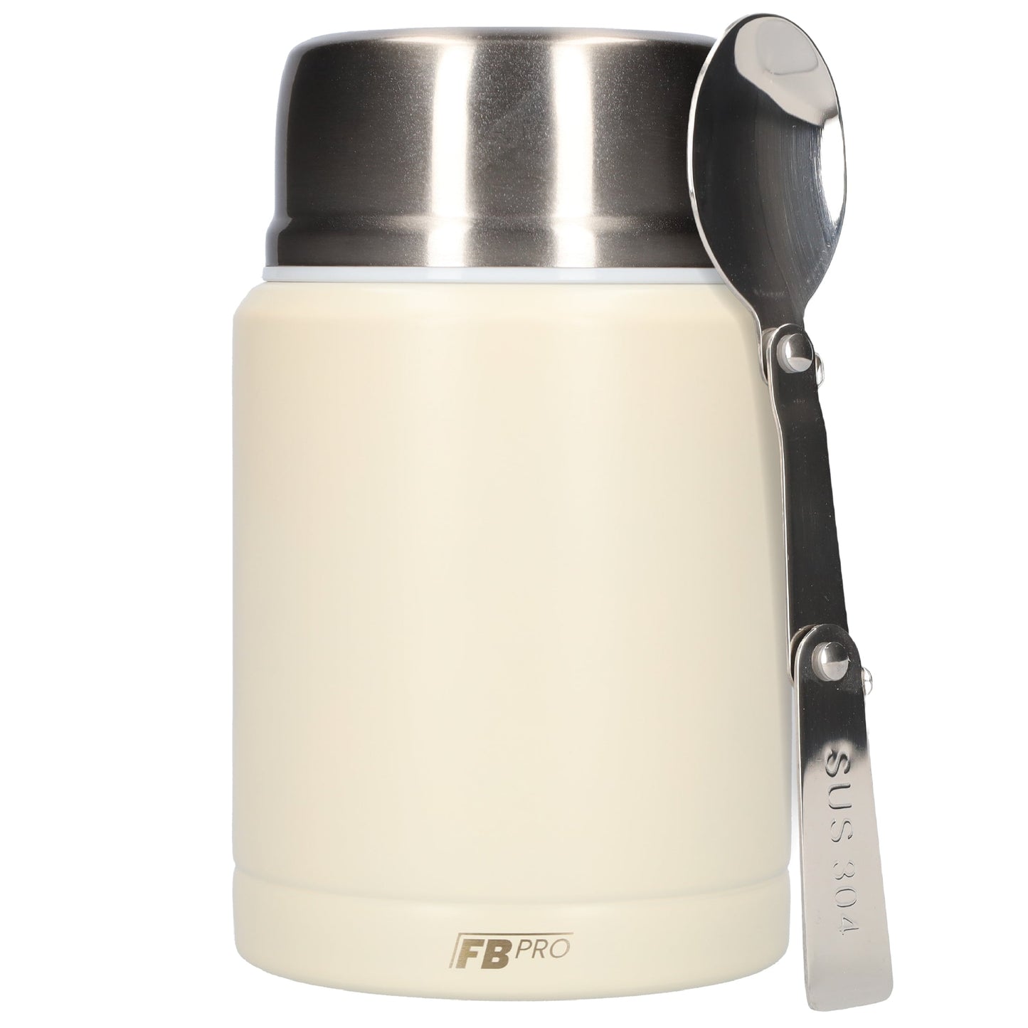 Thermos Voedselcontainer met Lepel x2 - Thermoskan Set van 2 - Ivoor Wit & Licht Roze - 450ml