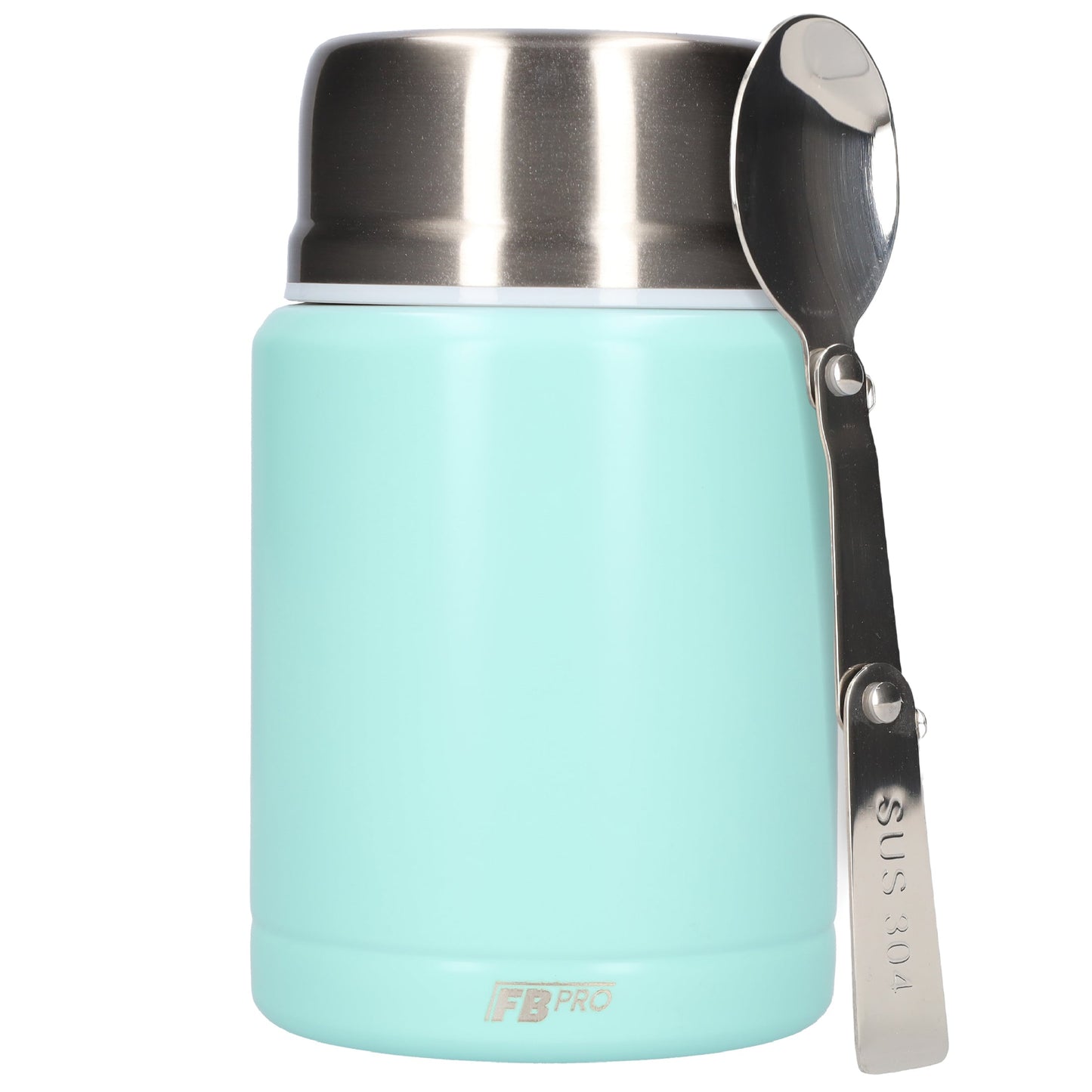 Lichtblauwe Thermos Voedselcontainer met Lepel - Licht blauw - 450ml