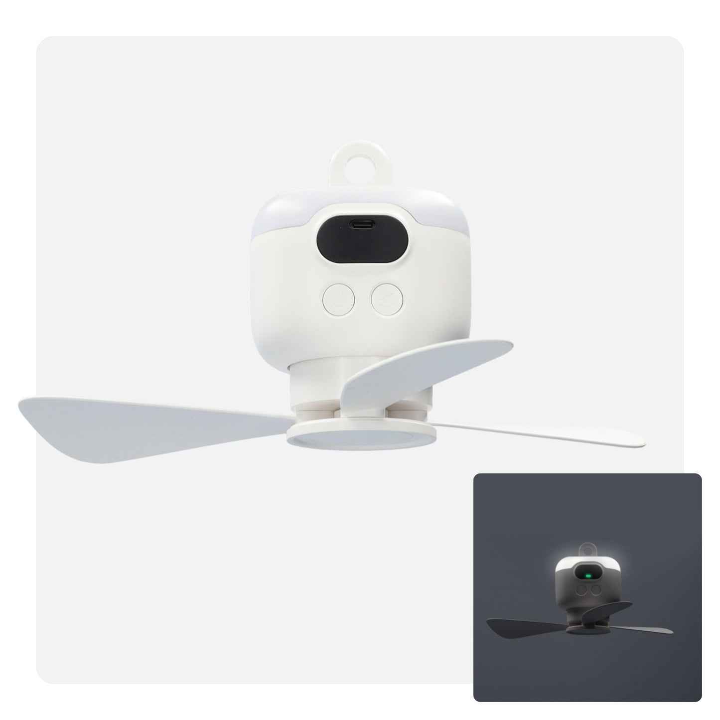 Camping tent ventilator met ingebouwde lamp! - Koude lucht blazer - Wit