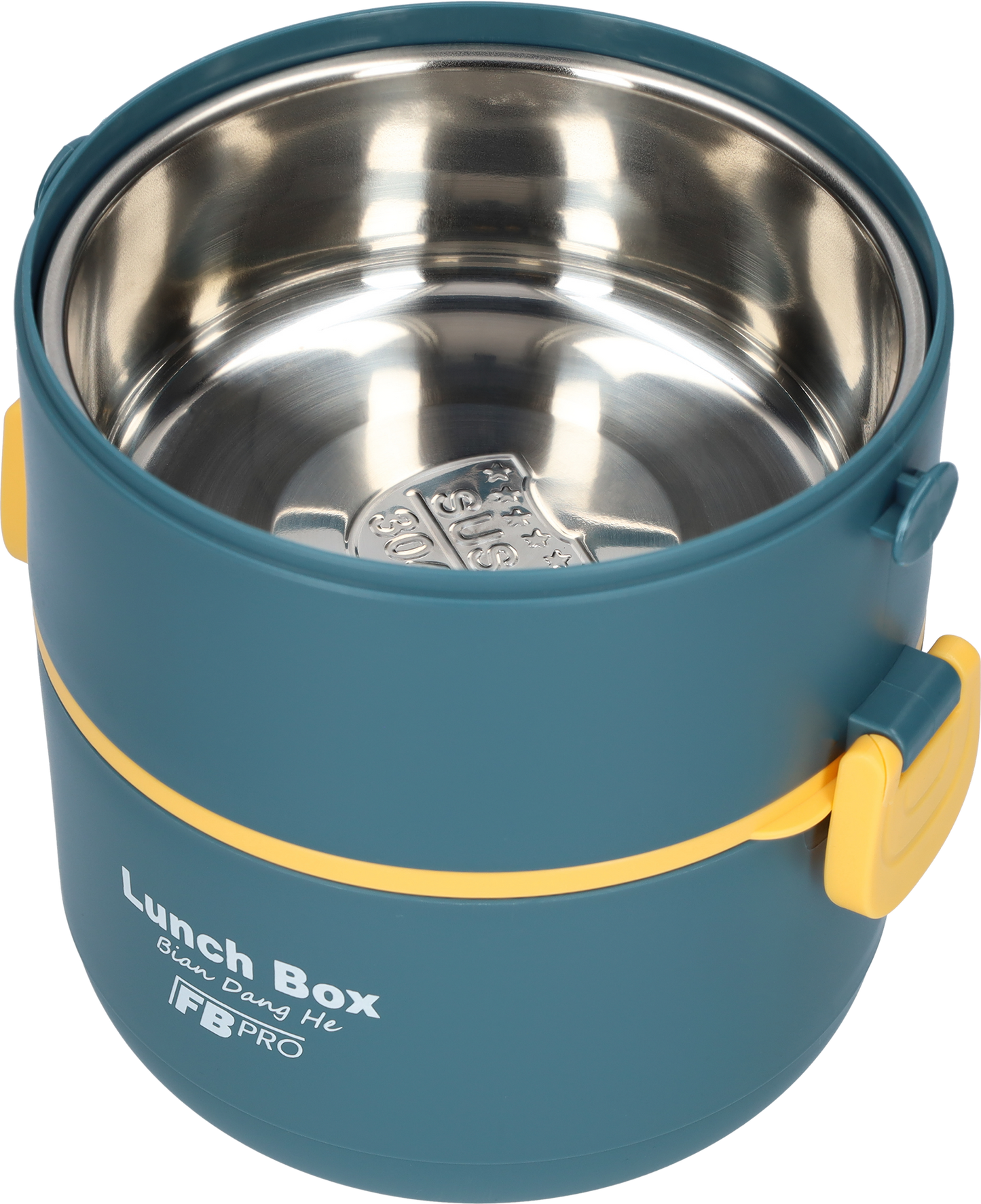 Lunchbox - 2-in-1 - Vershouddoos - RVS vershoudbakjes - Blauw/Geel