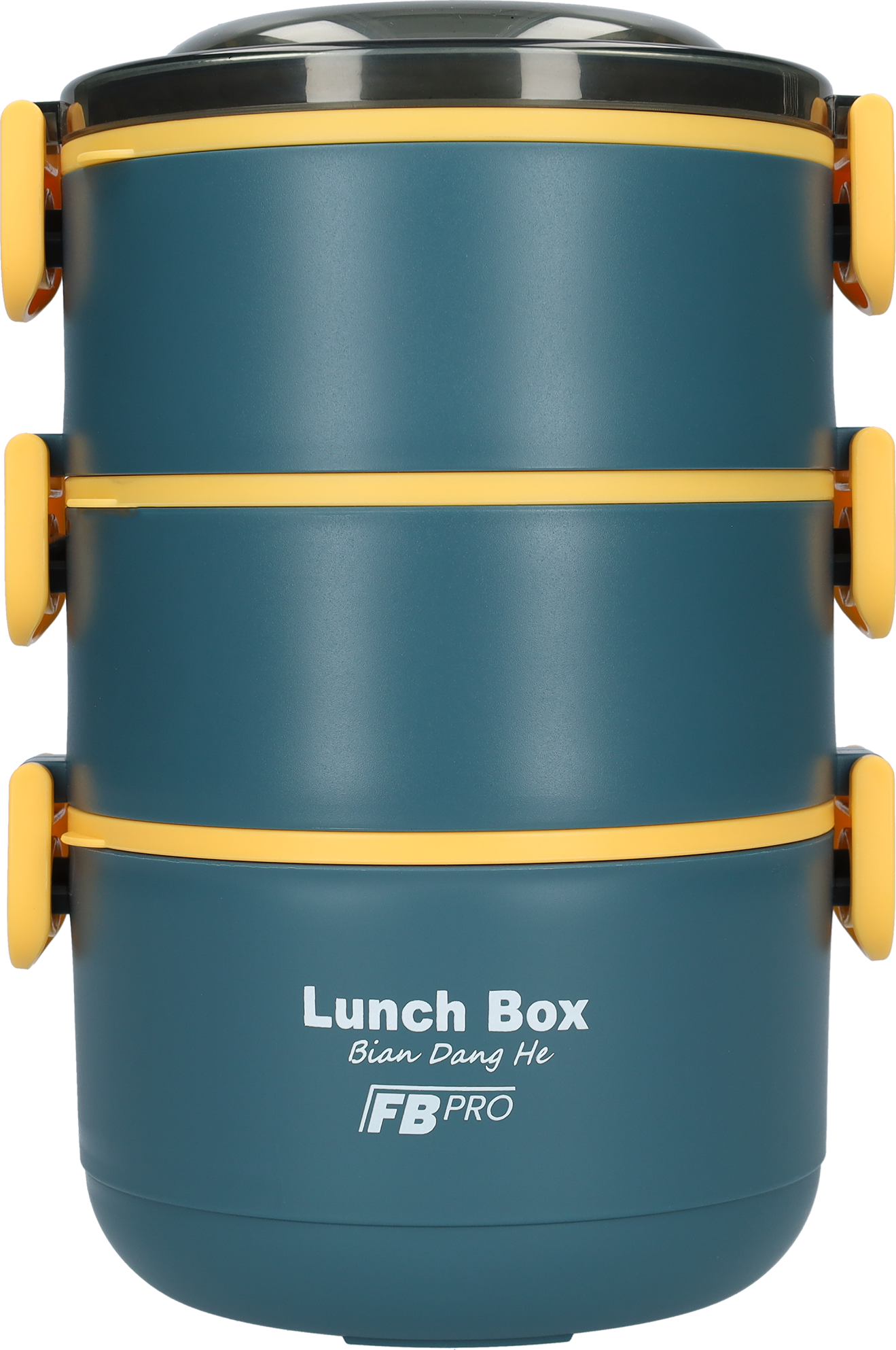 Lunchbox - 3-in-1 - Vershouddoos - RVS vershoudbakjes - Blauw/Geel