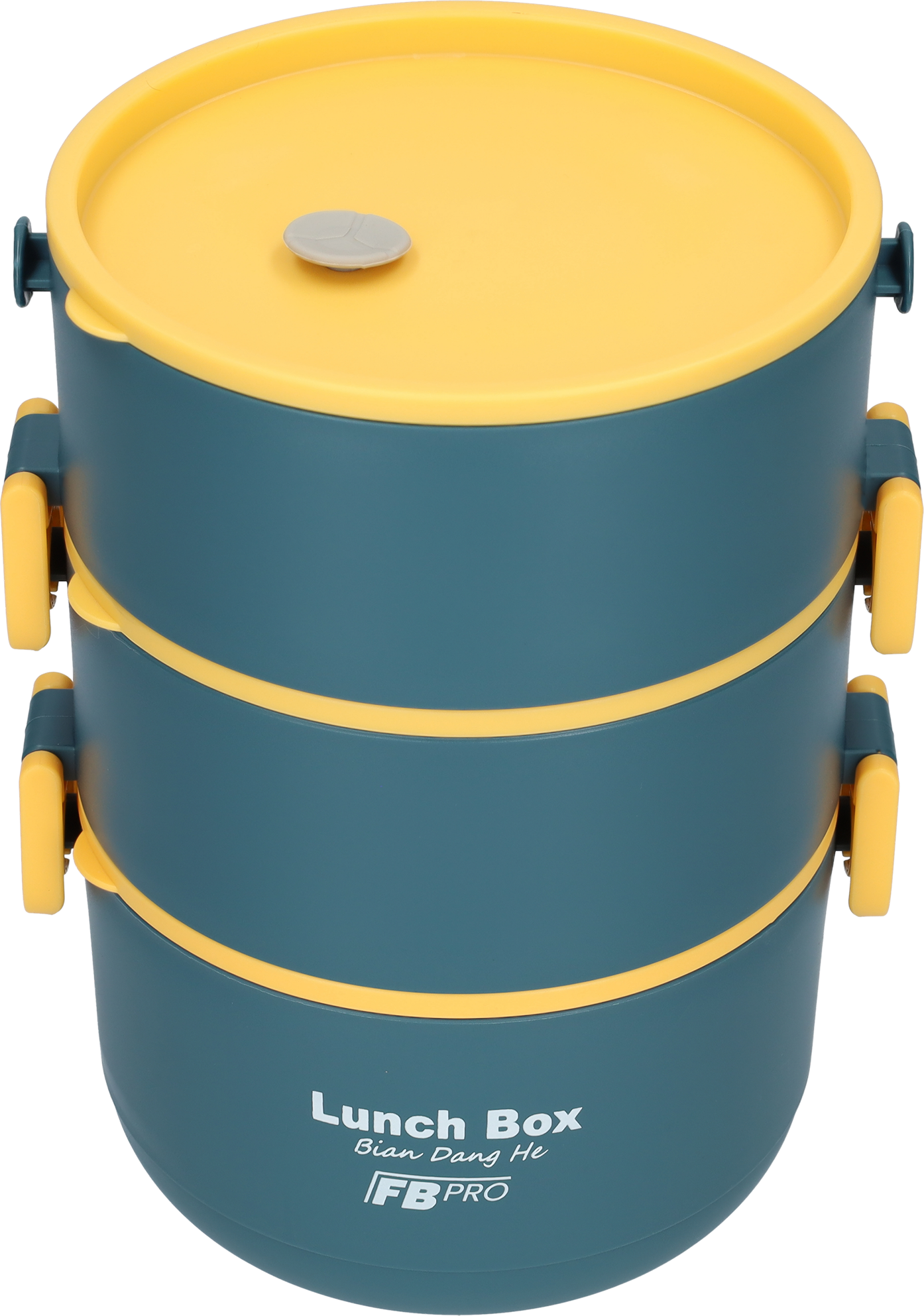 Lunchbox - 3-in-1 - Vershouddoos - RVS vershoudbakjes - Blauw/Geel