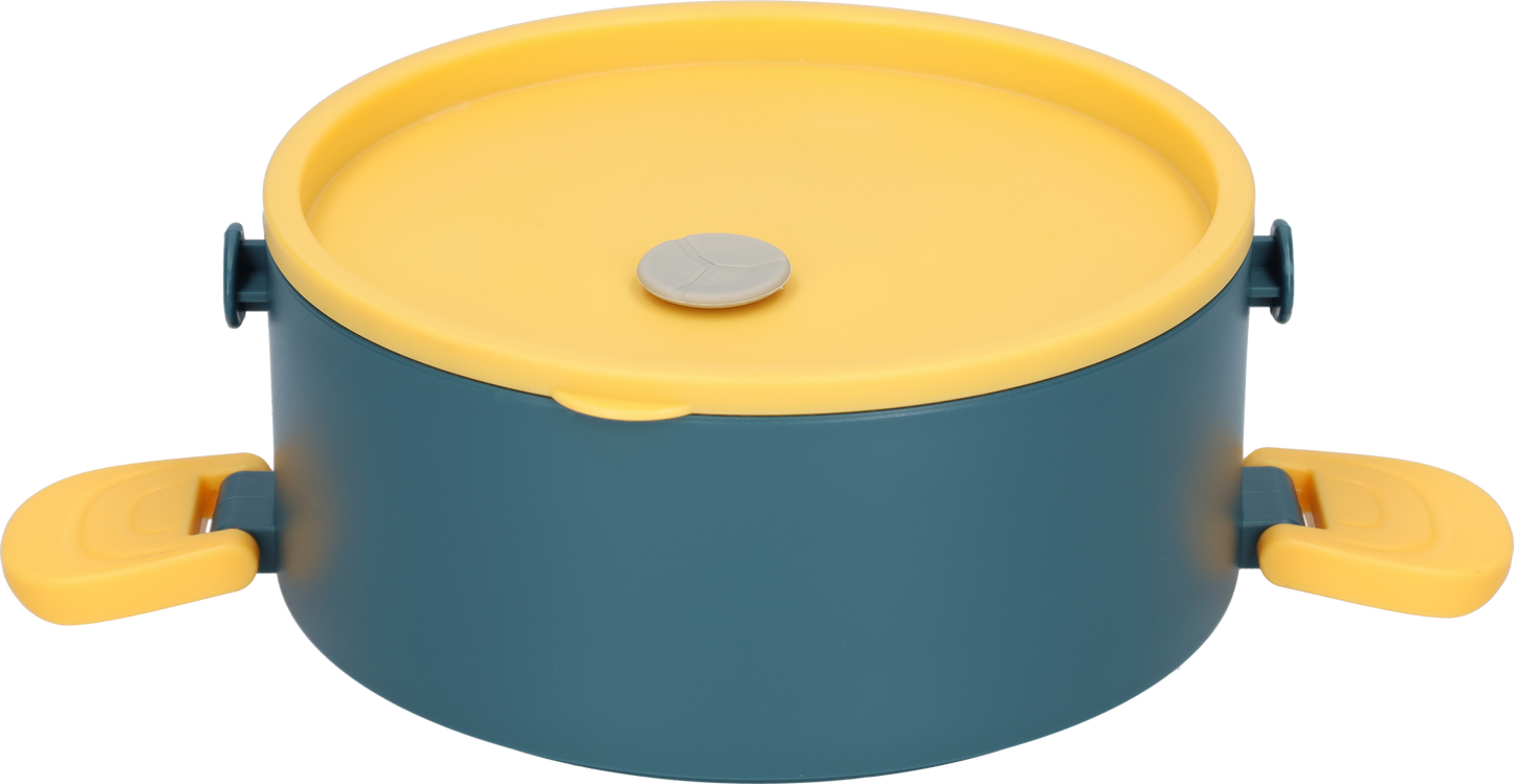 Lunchbox - 3-in-1 - Vershouddoos - RVS vershoudbakjes - Blauw/Geel