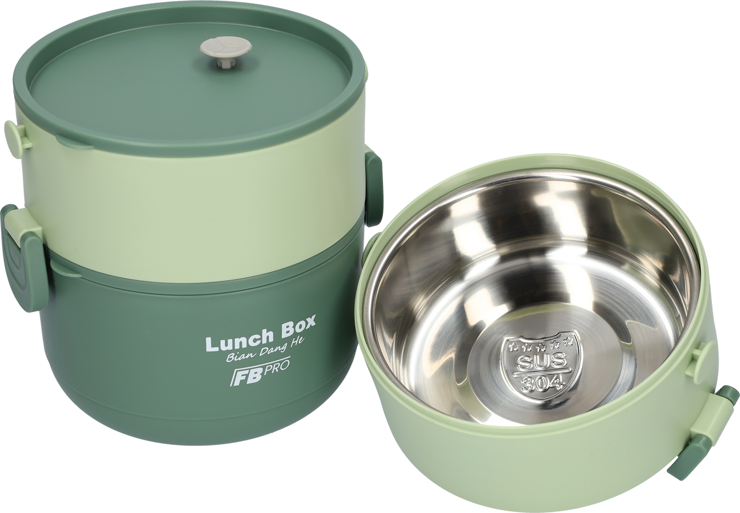 Lunchbox - 3-in-1 - Vershouddoos - RVS vershoudbakjes - Groen