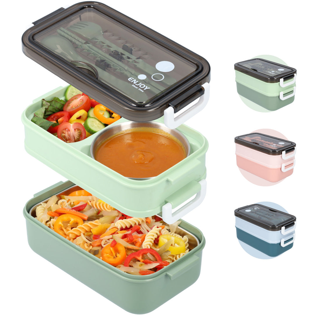 Lunchbox met soepkom Groen - Luxe bentobox - luchtdicht en lekvrij - BPA vrij!