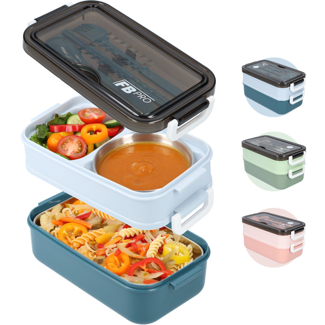 Lunchbox met soepkom Blauw - Luxe bentobox - luchtdicht en lekvrij - BPA vrij!