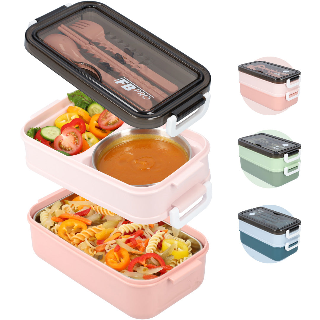 Lunchbox met soepkom Roze - Luxe bentobox - luchtdicht en lekvrij - BPA vrij!