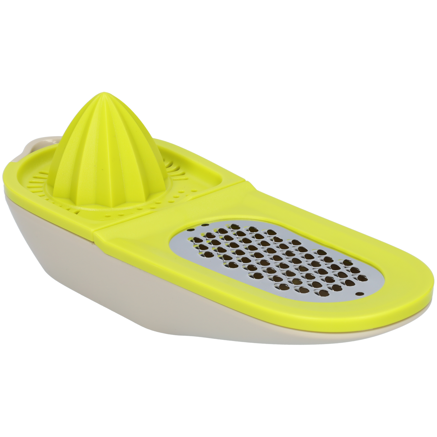 2-in-1 Citruspers en Rasp - Rasp met Opvangbak - Handmatige Citroenpers - Groen - Grijs