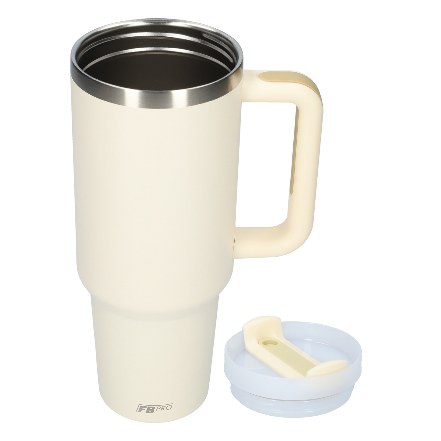 Thermos drinkbeker tumbler 1.2L met handvat en rietje - Thermosbeker - 1200 ML - Beige