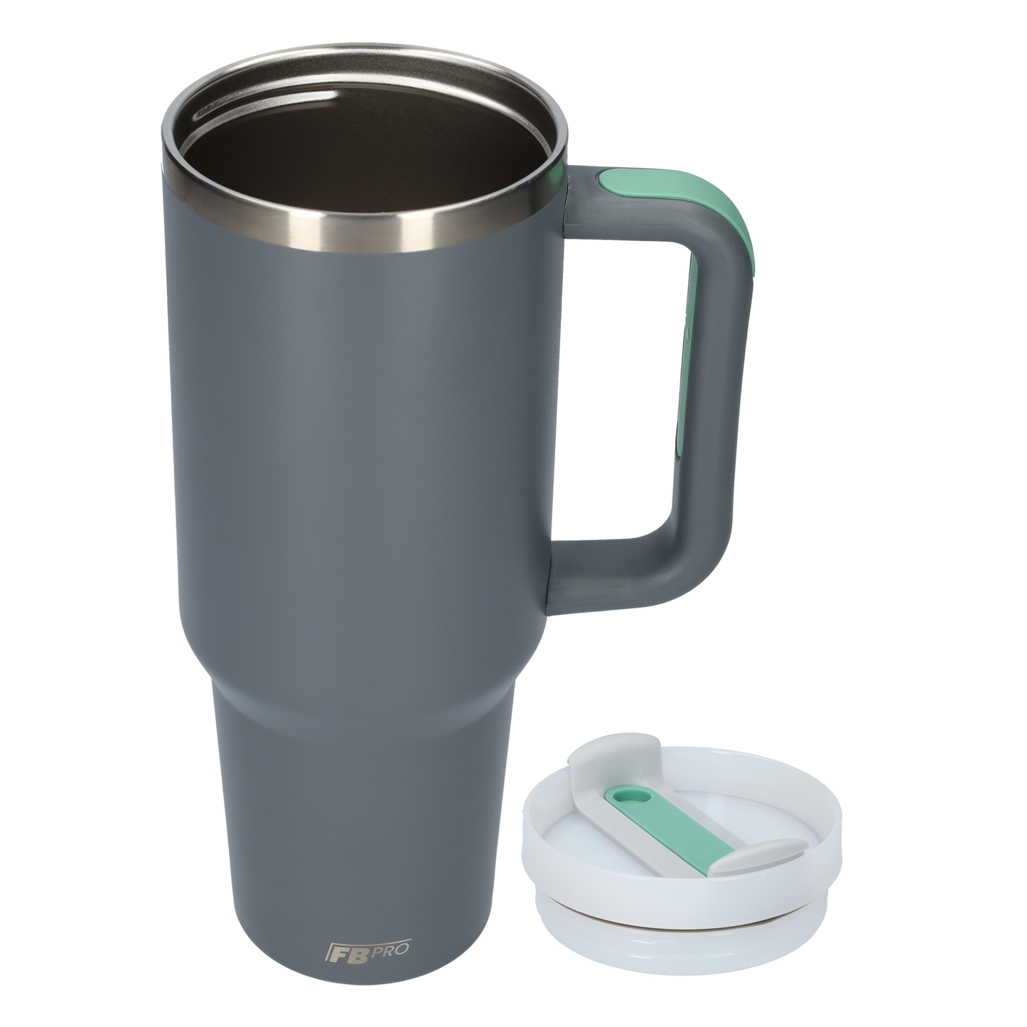 Thermos drinkbeker tumbler 1.2L met handvat en rietje - Thermosbeker - 1200 ML - Grijs