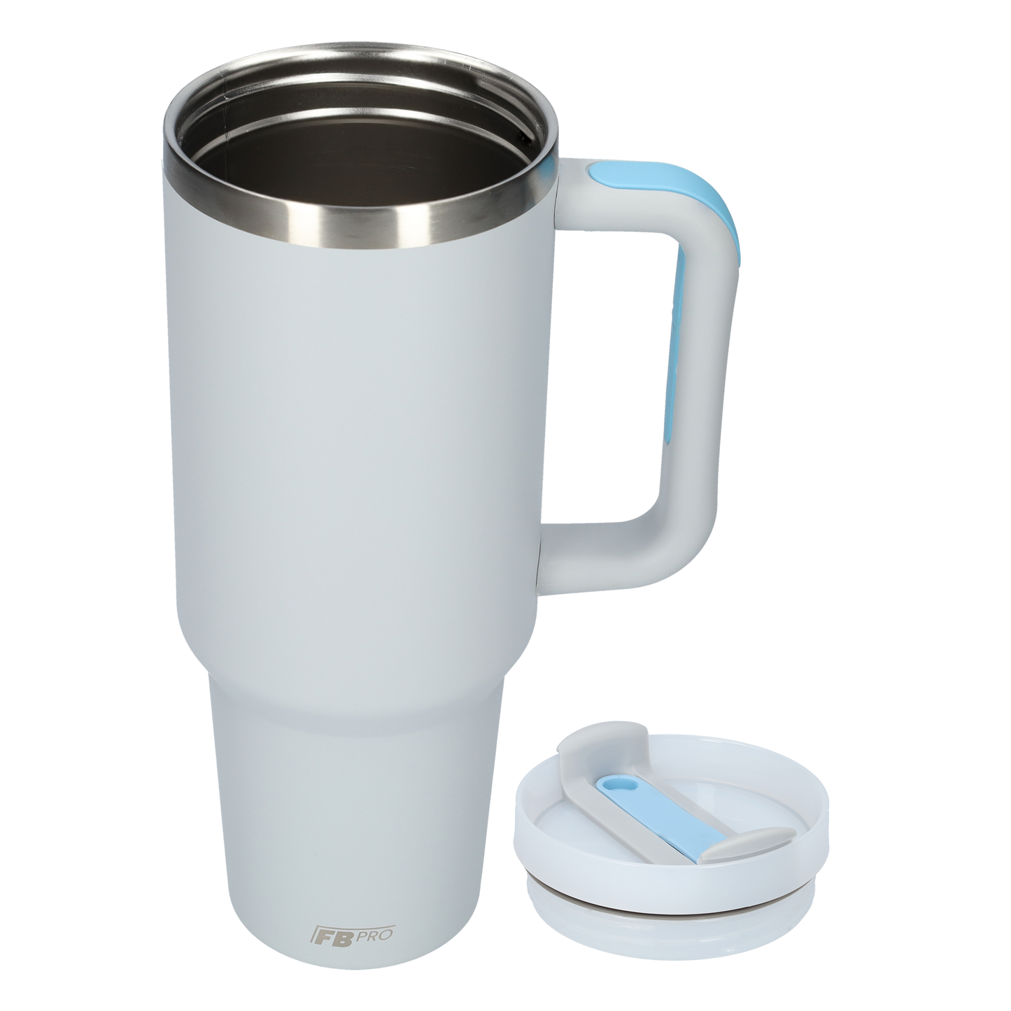Thermos drinkbeker tumbler 1.2L met handvat en rietje - Thermosbeker - 1200 ML - Grijs