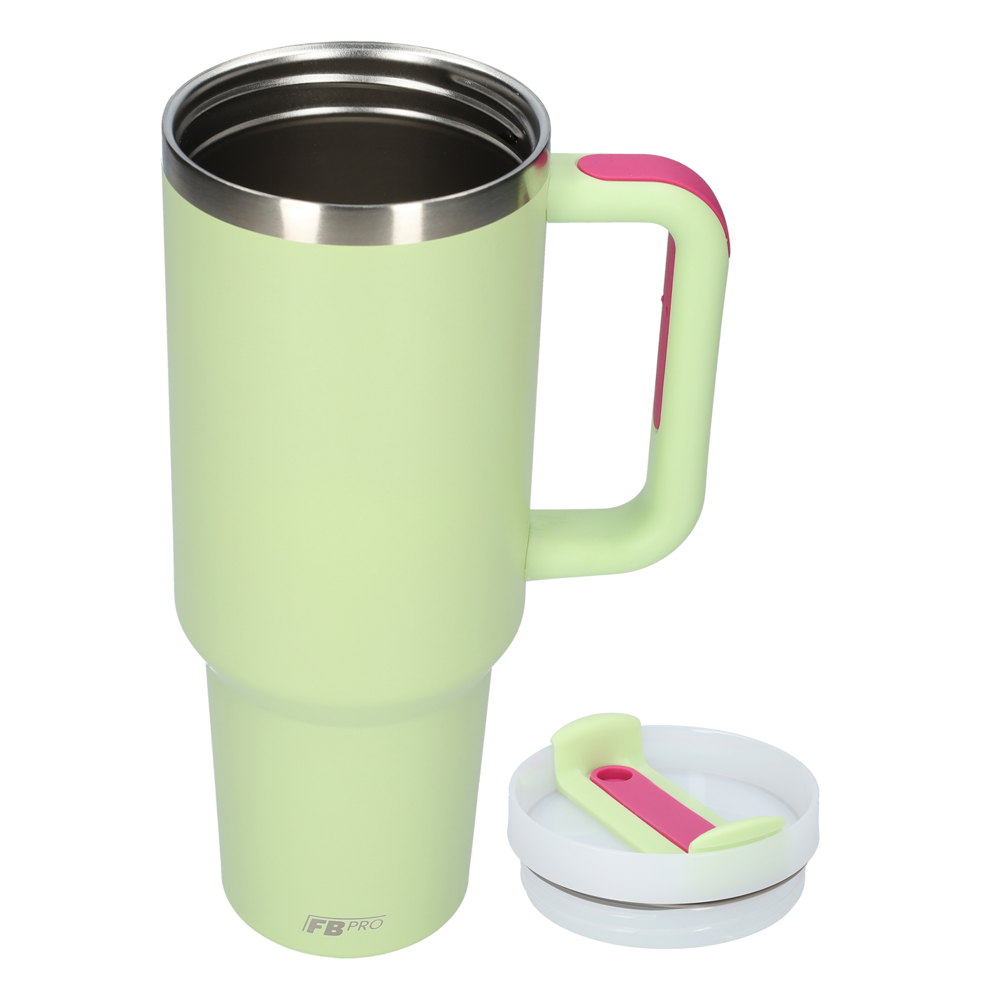 Thermos drinkbeker tumbler 1.2L met handvat en rietje - Thermosbeker - 1200 ML - Lichtgroen