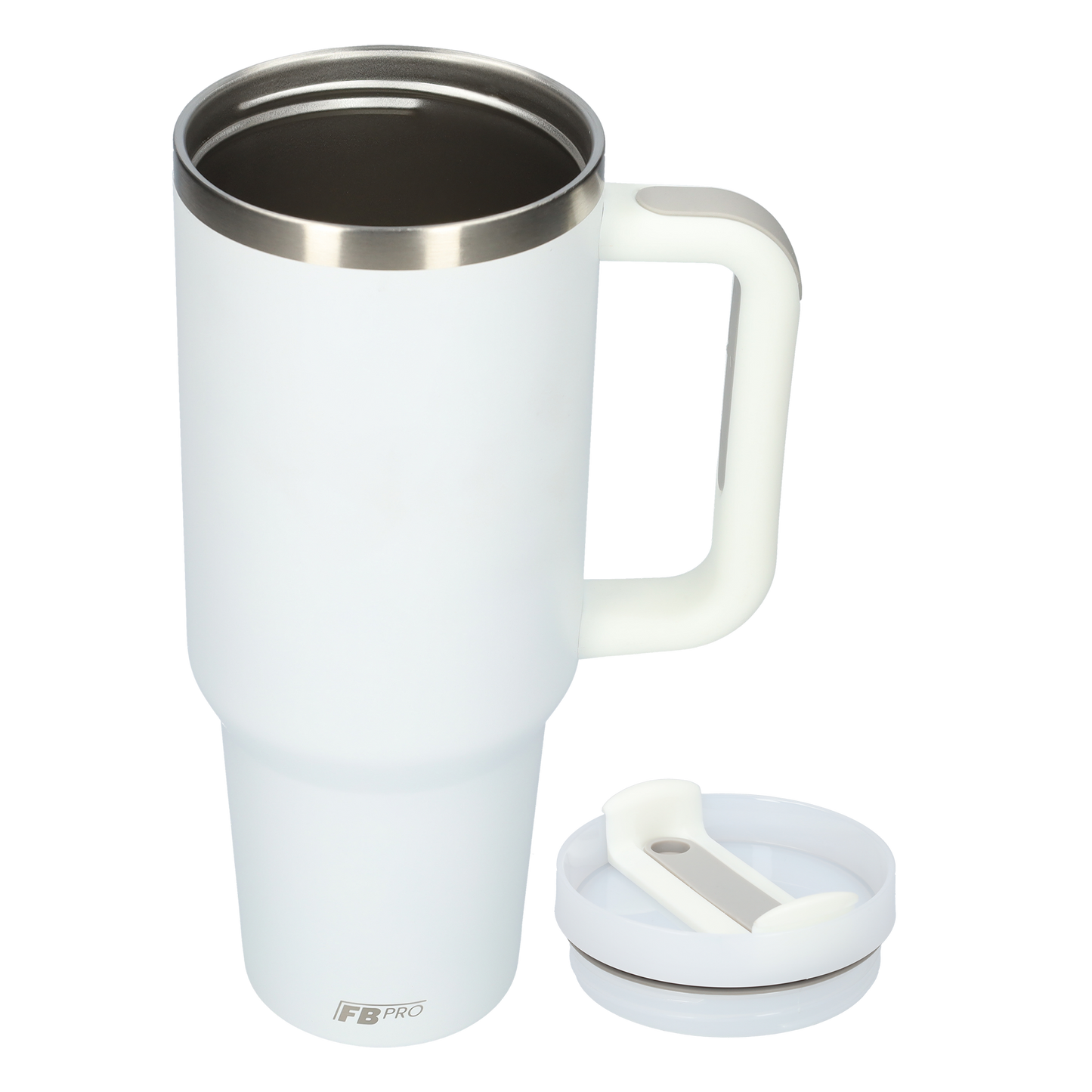 Thermos drinkbeker tumbler 1.2L met handvat en rietje - Thermosbeker - 1200 ML - Wit