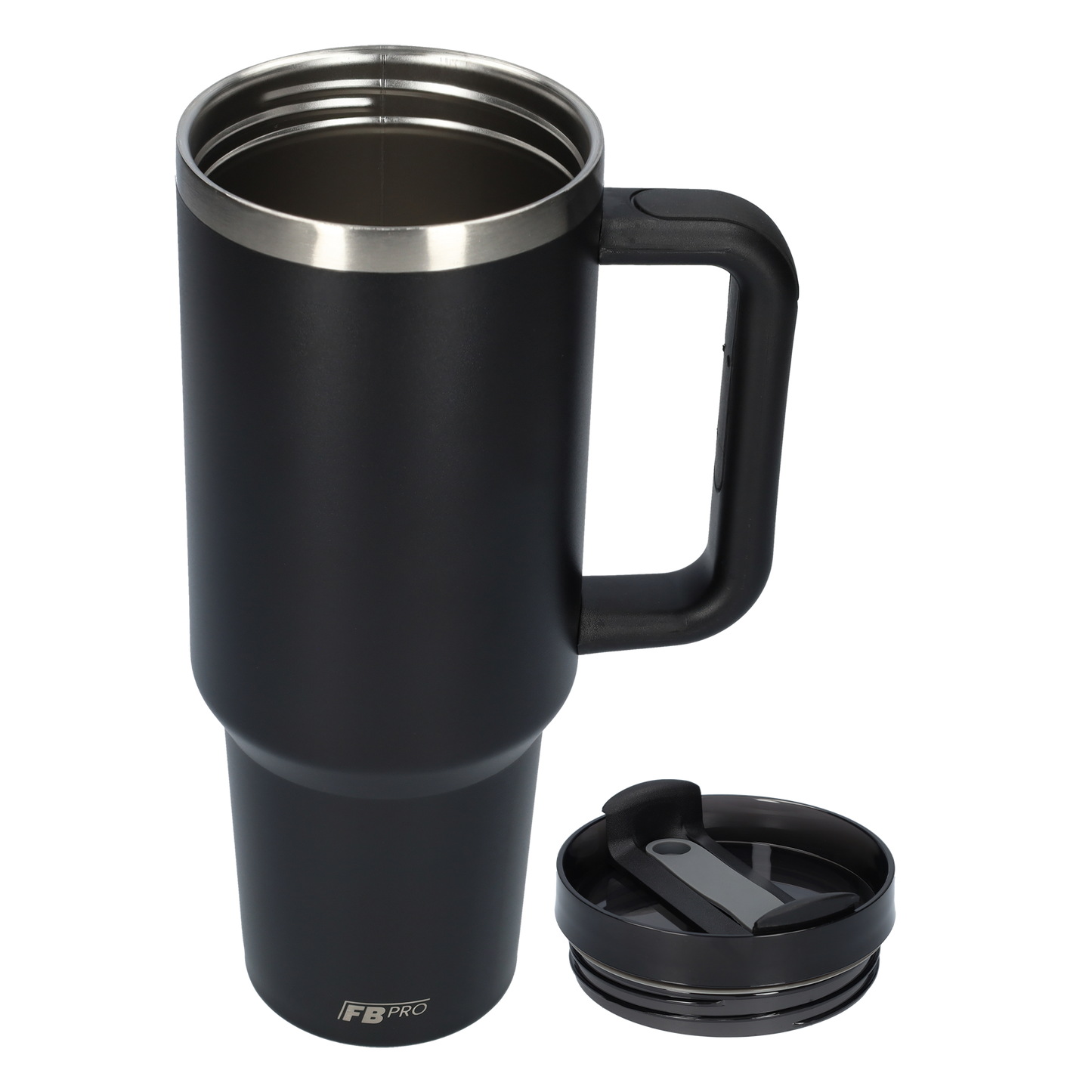 Thermos drinkbeker tumbler 1.2L met handvat en rietje - Thermosbeker - 1200 ML - Zwart