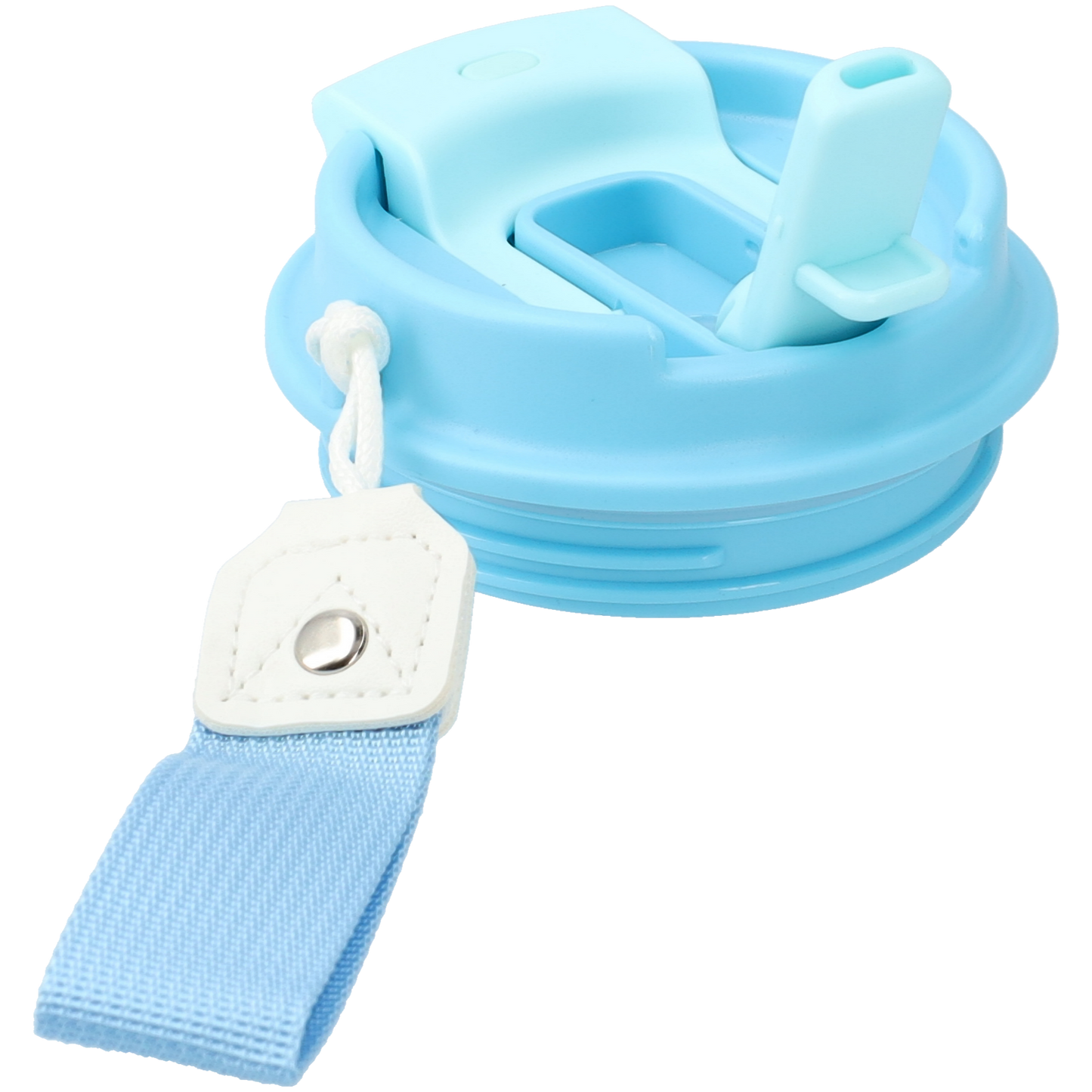 Kleine thermosbeker (400ml) - RVS drinkbeker met draaibare drinktuit en koord - Blauw
