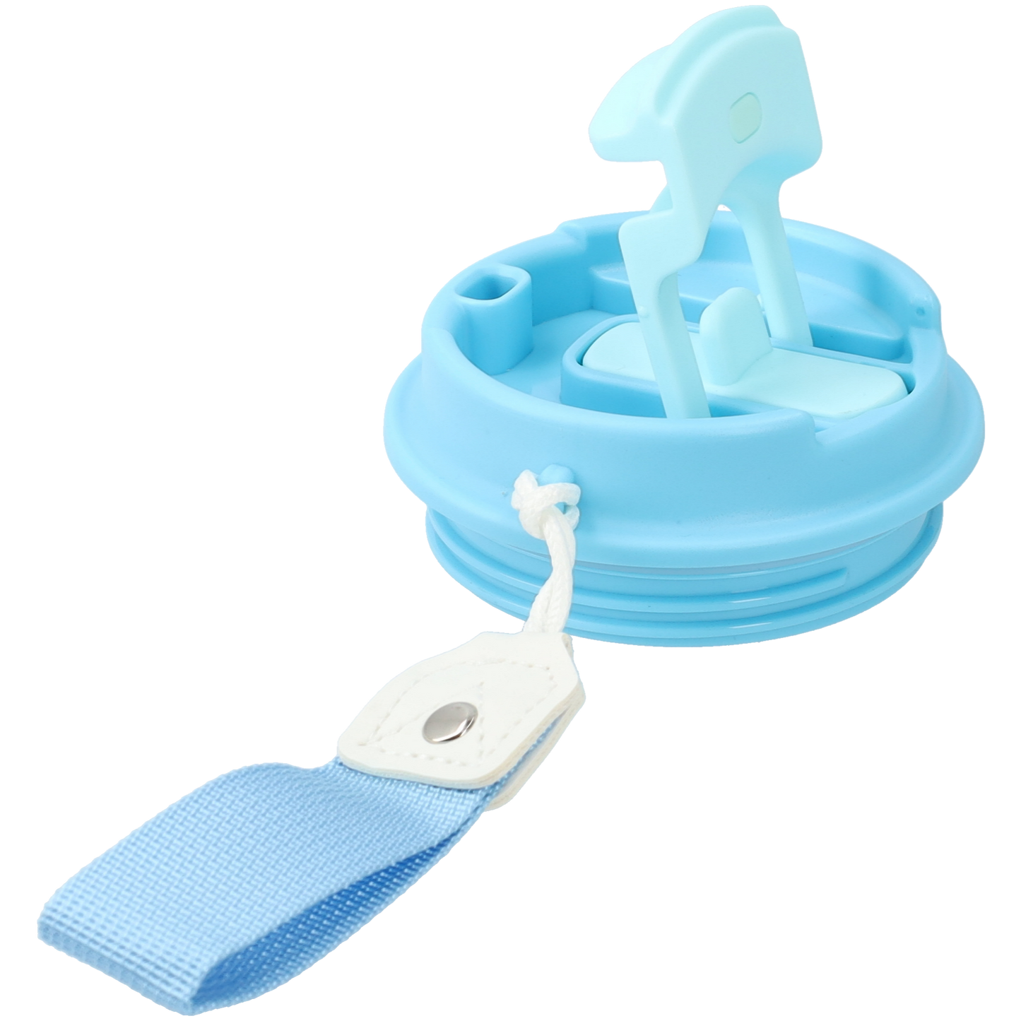 Kleine thermosbeker (400ml) - RVS drinkbeker met draaibare drinktuit en koord - Blauw