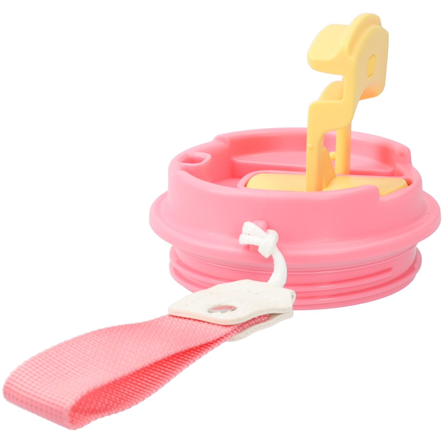 Kleine thermosbeker (400ml) - RVS drinkbeker met draaibare drinktuit en koord - Roze/Geel