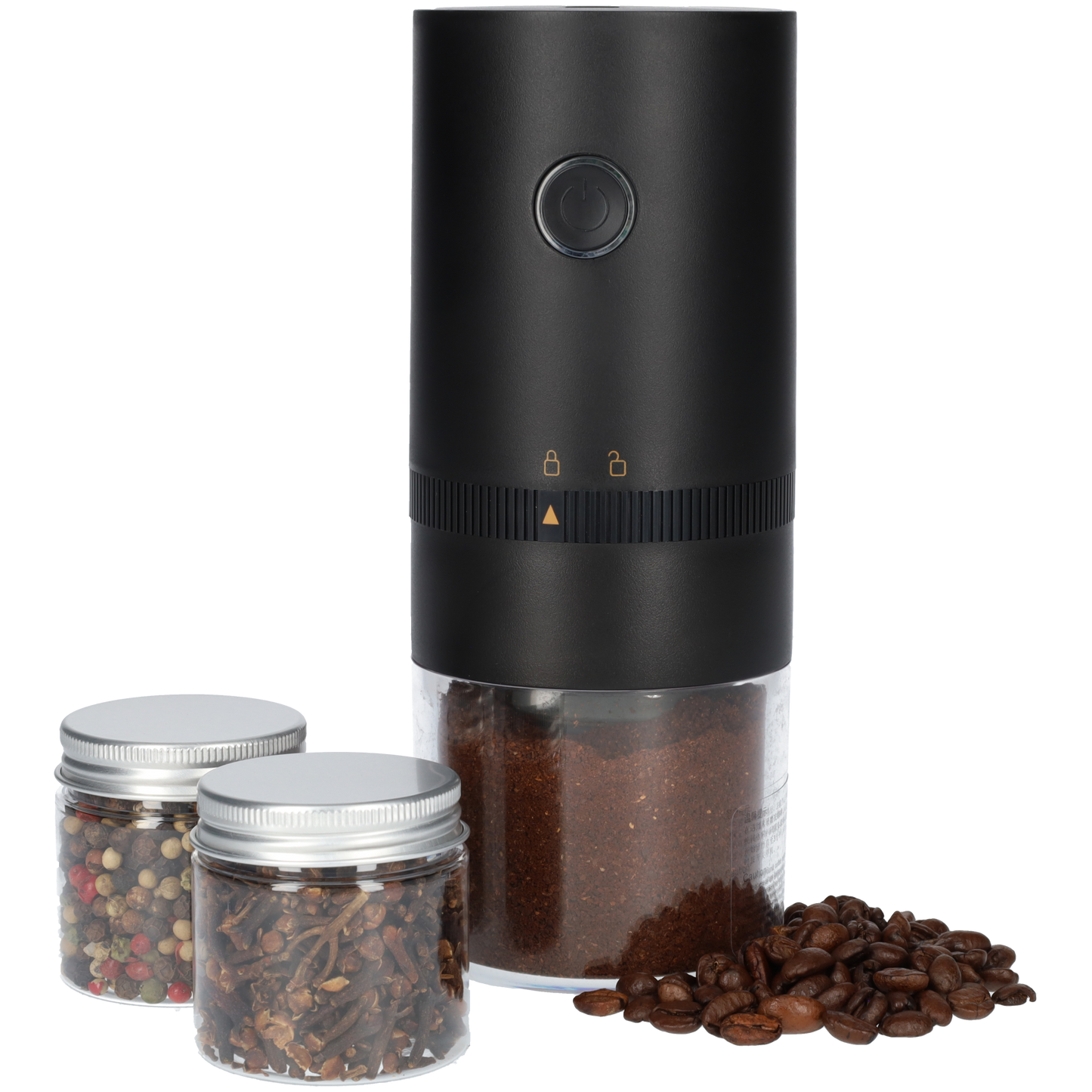 Zwarte elektrische koffiemolen - RVS - 13 Watt - Zwart