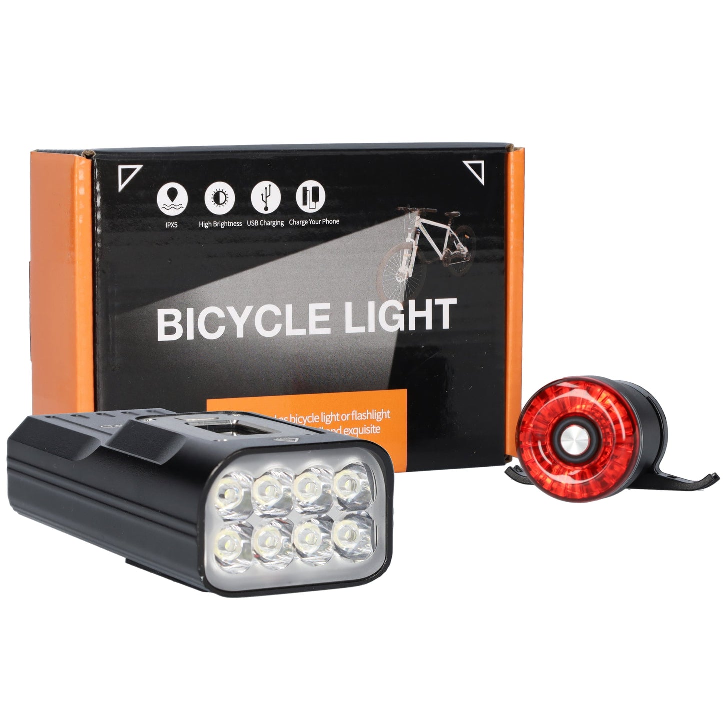 Voor- en achterlamp fiets - LED fietslamp - 2000 Lumen