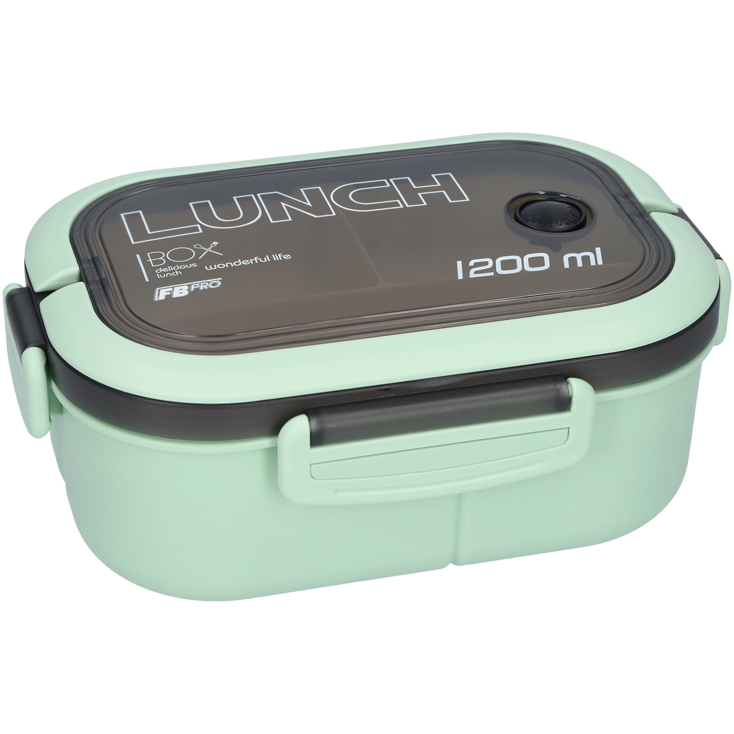 Lunchbox - Luxe bentobox - 3 vakjes - Lepel en vork inbegrepen - Ook te gebruiken als broodtrommel - Luchtdicht en lekvrij - 1200 ml - Groen
