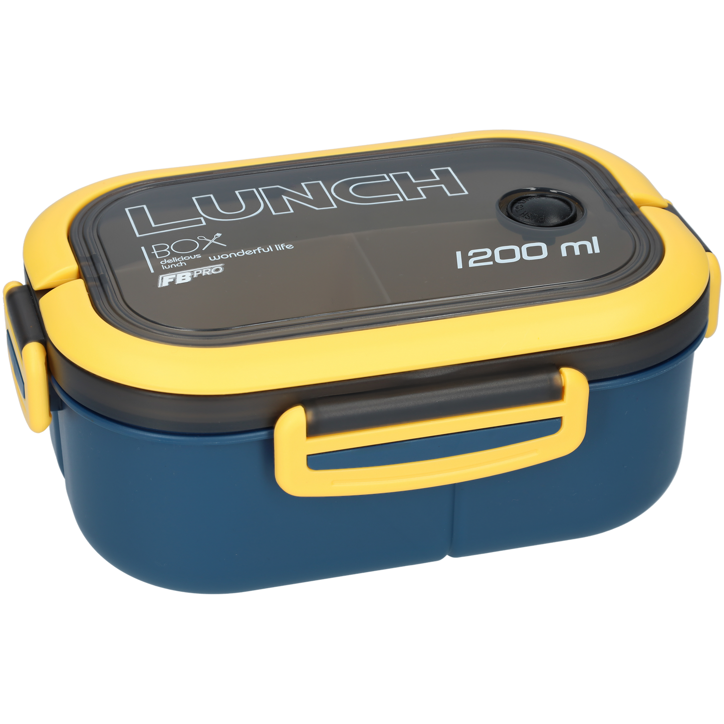 Lunchbox - Luxe bentobox - 3 vakjes - Lepel en vork inbegrepen - Ook te gebruiken als broodtrommel - Luchtdicht en lekvrij - 1200 ml - Blauw