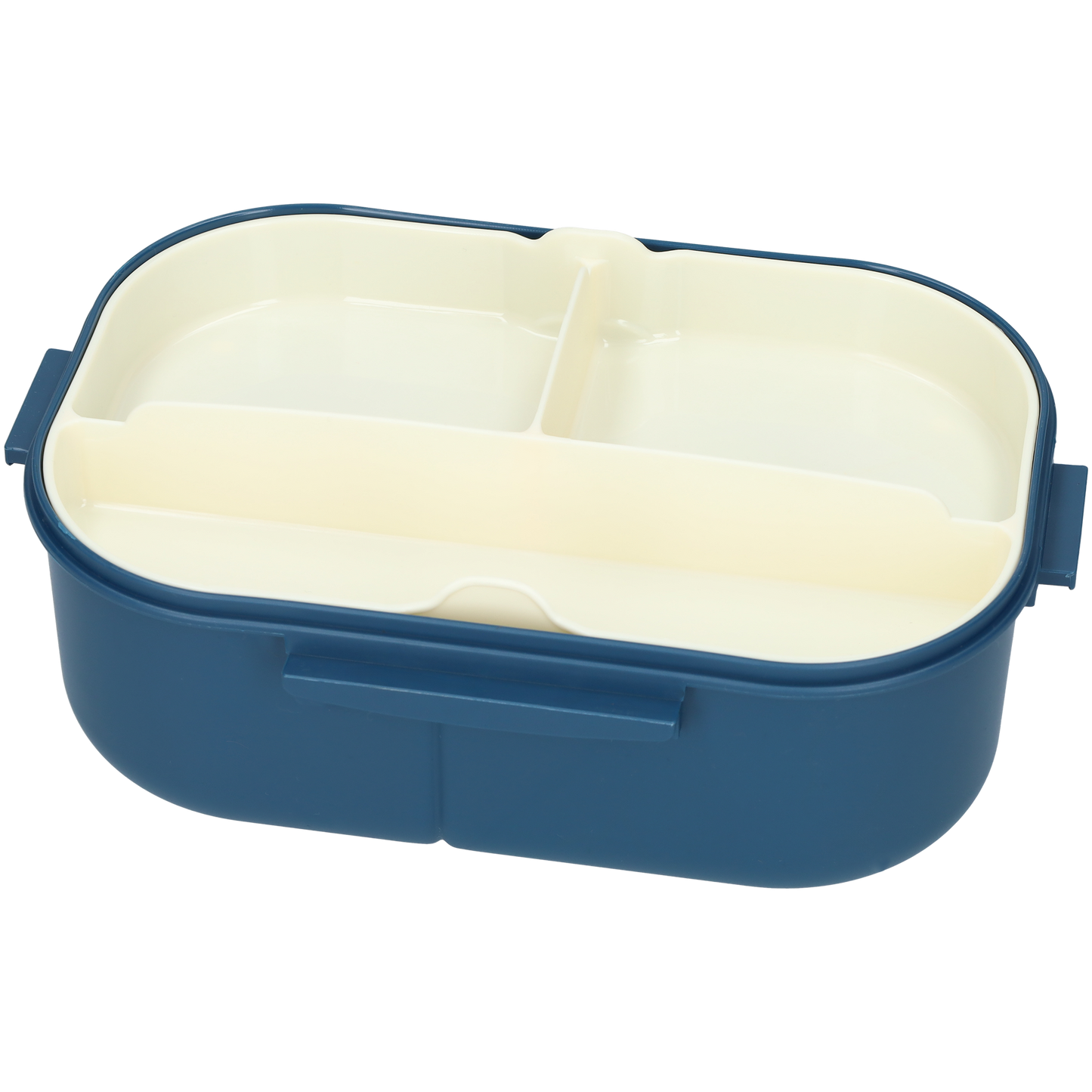 Lunchbox - Luxe bentobox - 3 vakjes - Lepel en vork inbegrepen - Ook te gebruiken als broodtrommel - Luchtdicht en lekvrij - 1200 ml - Blauw