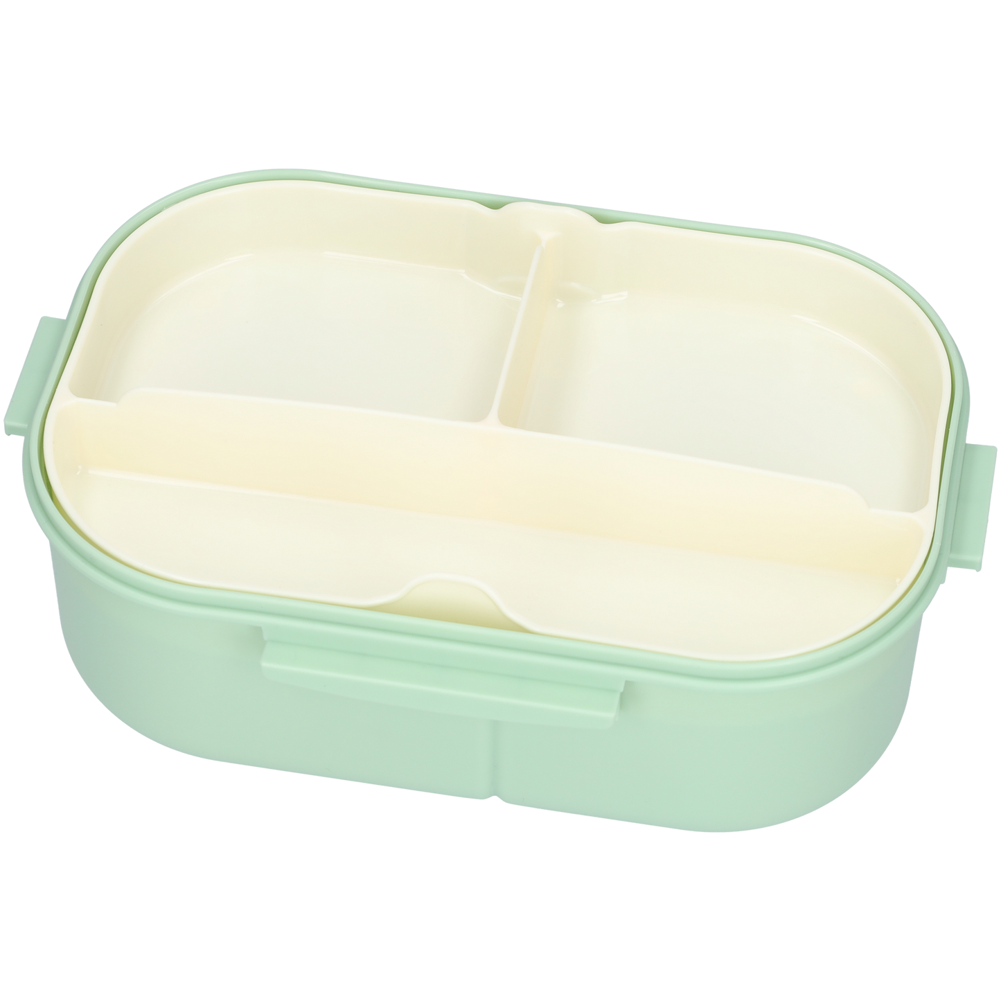 Lunchbox - Luxe bentobox - 3 vakjes - Lepel en vork inbegrepen - Ook te gebruiken als broodtrommel - Luchtdicht en lekvrij - 1200 ml - Groen