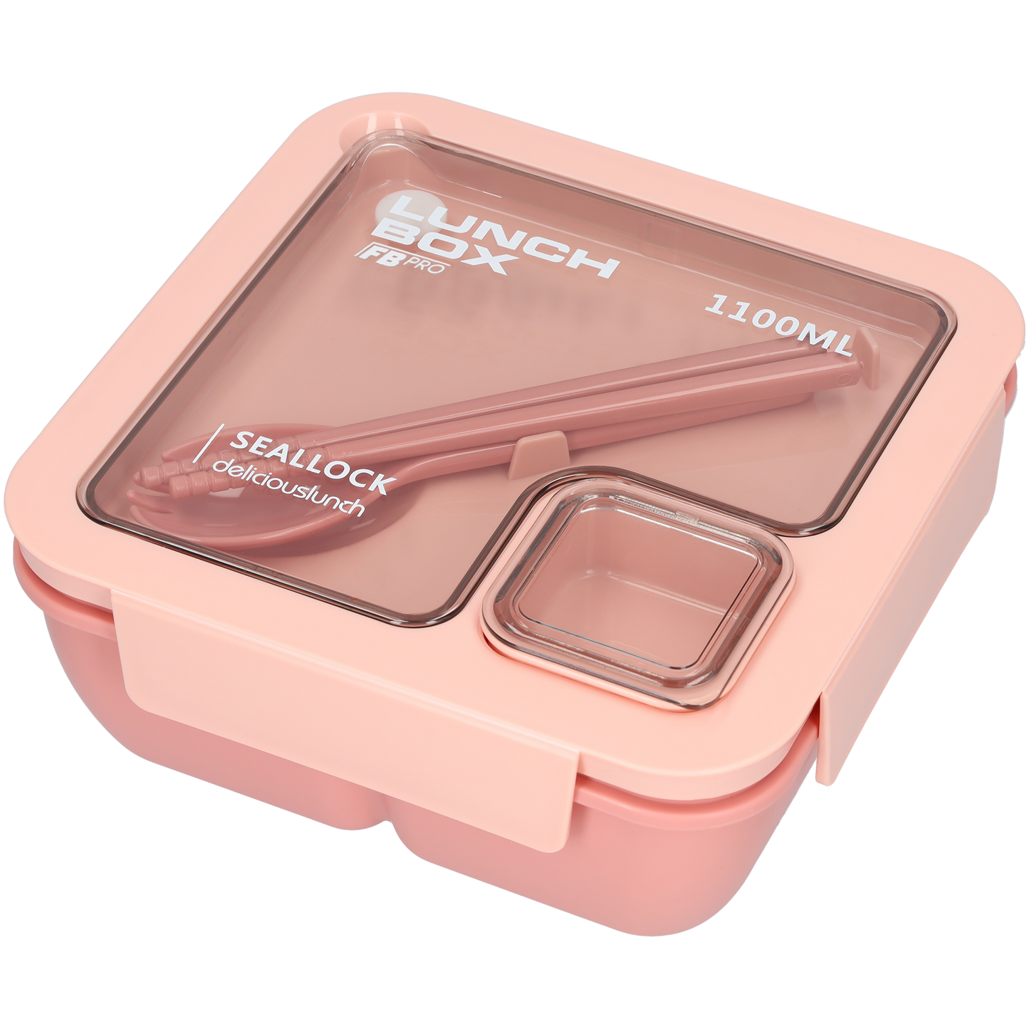 Vierkante lunchbox - 1100ml - Roze