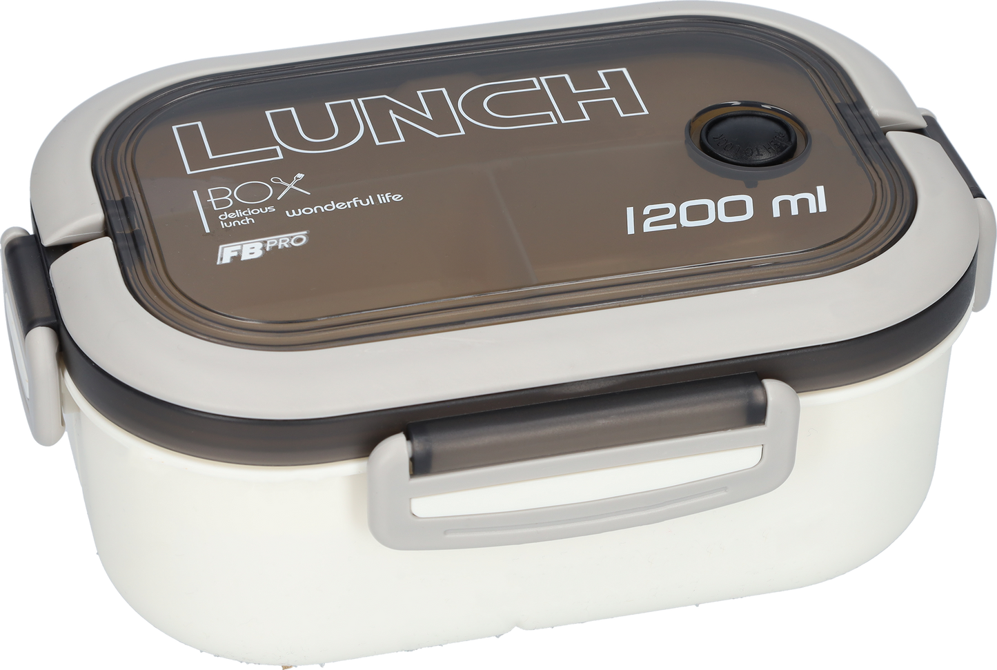 Lunchbox - Luxe bentobox - 3 vakjes - Lepel en vork inbegrepen - Ook te gebruiken als broodtrommel - Luchtdicht en lekvrij - 1200 ml - Wit