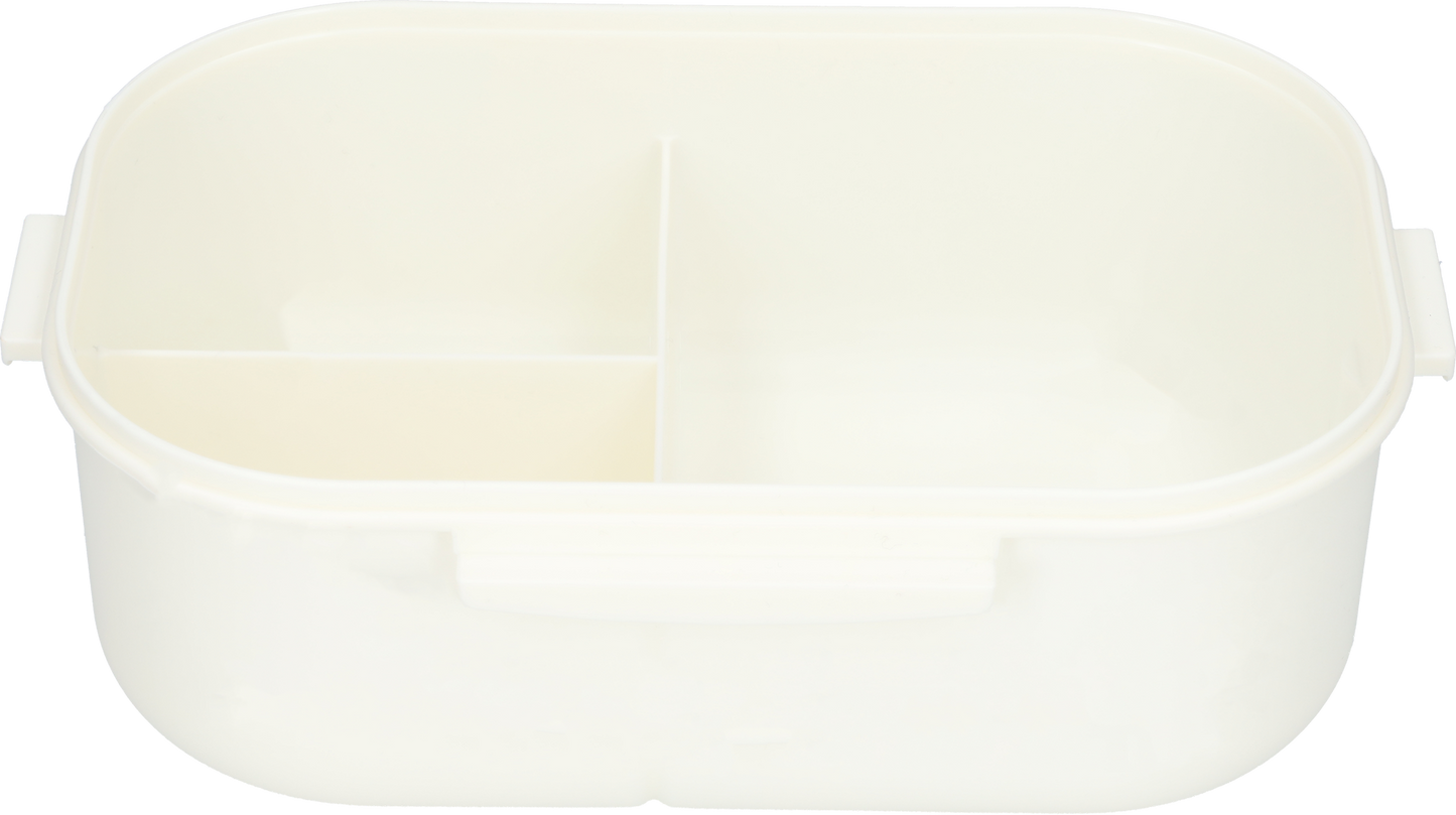 Lunchbox - Luxe bentobox - 3 vakjes - Lepel en vork inbegrepen - Ook te gebruiken als broodtrommel - Luchtdicht en lekvrij - 1200 ml - Wit