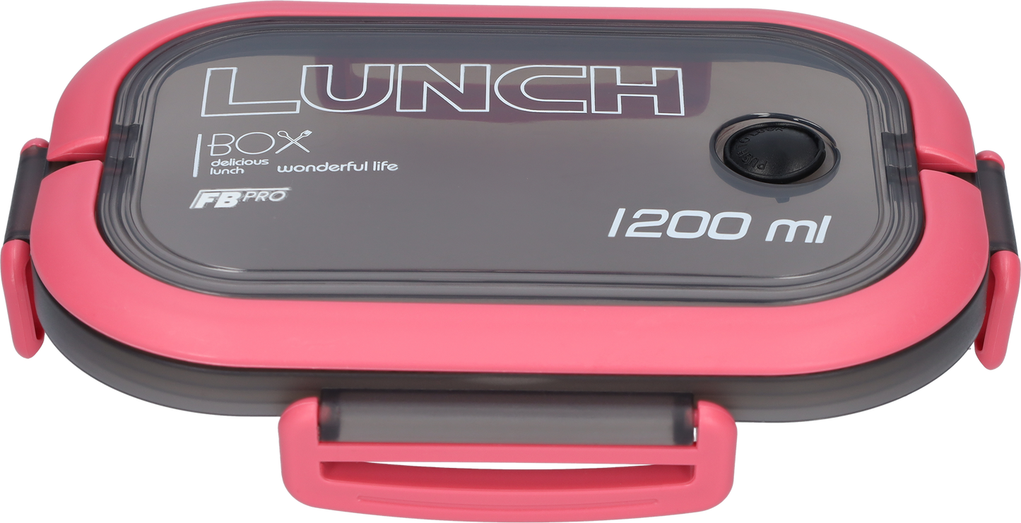 Lunchbox - Luxe bentobox - 3 vakjes - Lepel en vork inbegrepen - Ook te gebruiken als broodtrommel - Luchtdicht en lekvrij - 1200 ml - Roze