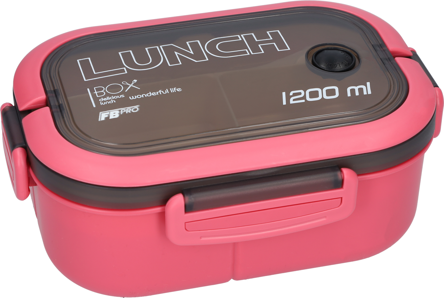 Lunchbox - Luxe bentobox - 3 vakjes - Lepel en vork inbegrepen - Ook te gebruiken als broodtrommel - Luchtdicht en lekvrij - 1200 ml - Roze